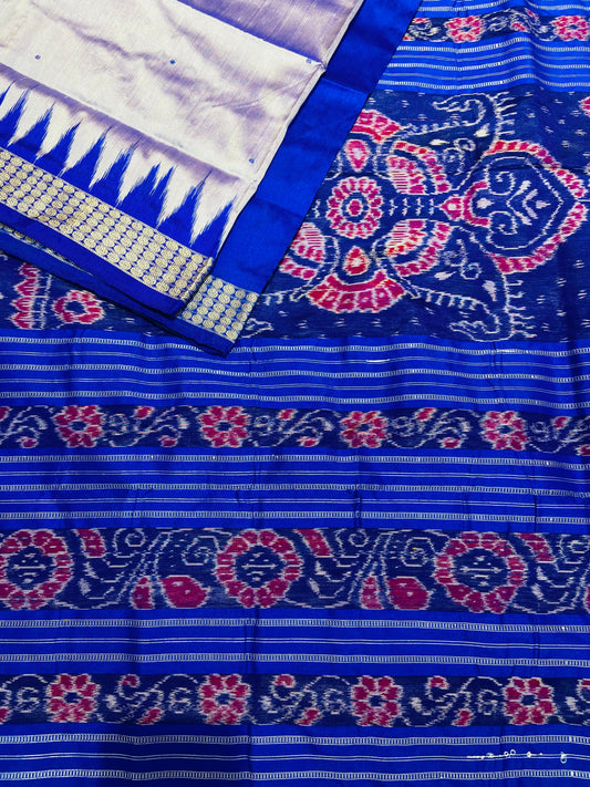 Light Blue Kumbha Silk Sambalpuri Saree - Tilottama