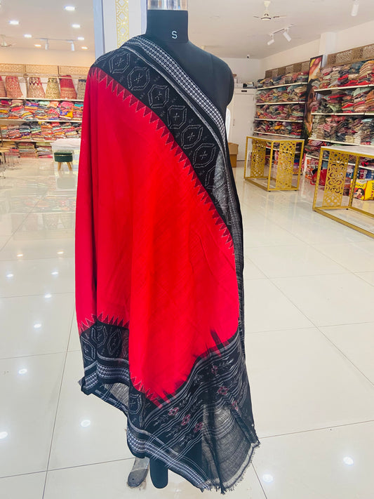 Black Red Sambalpuri Handloom Dupatta - Tilottama