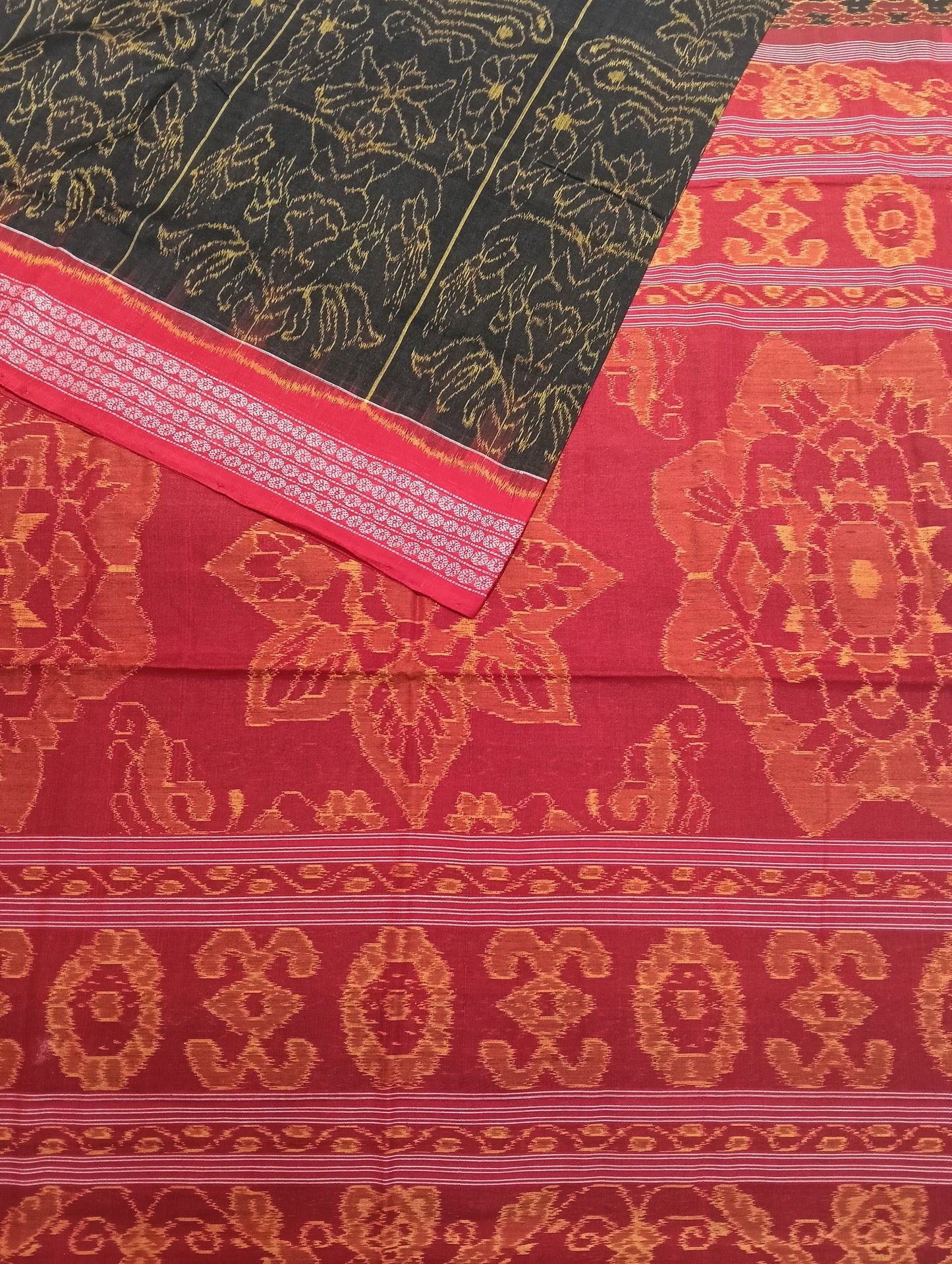 Red black sambalpuri saree - Tilottama