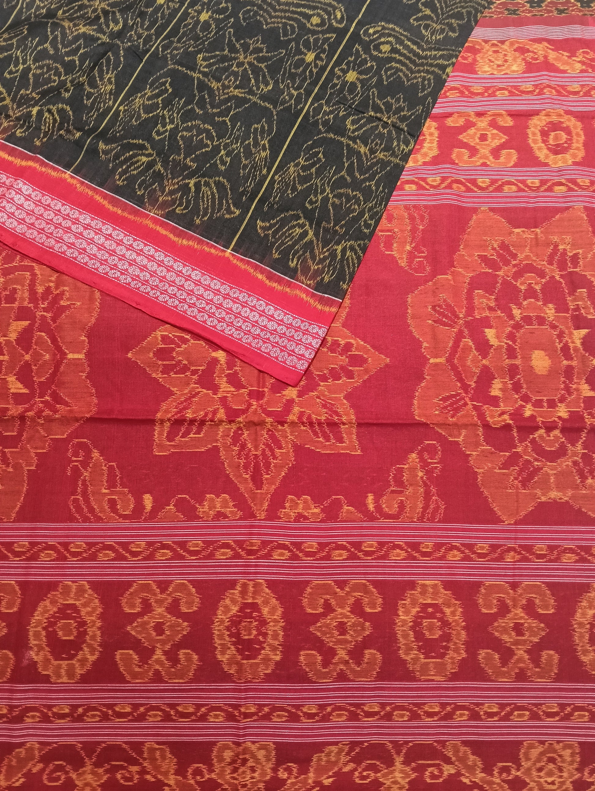 Red black sambalpuri saree - Tilottama
