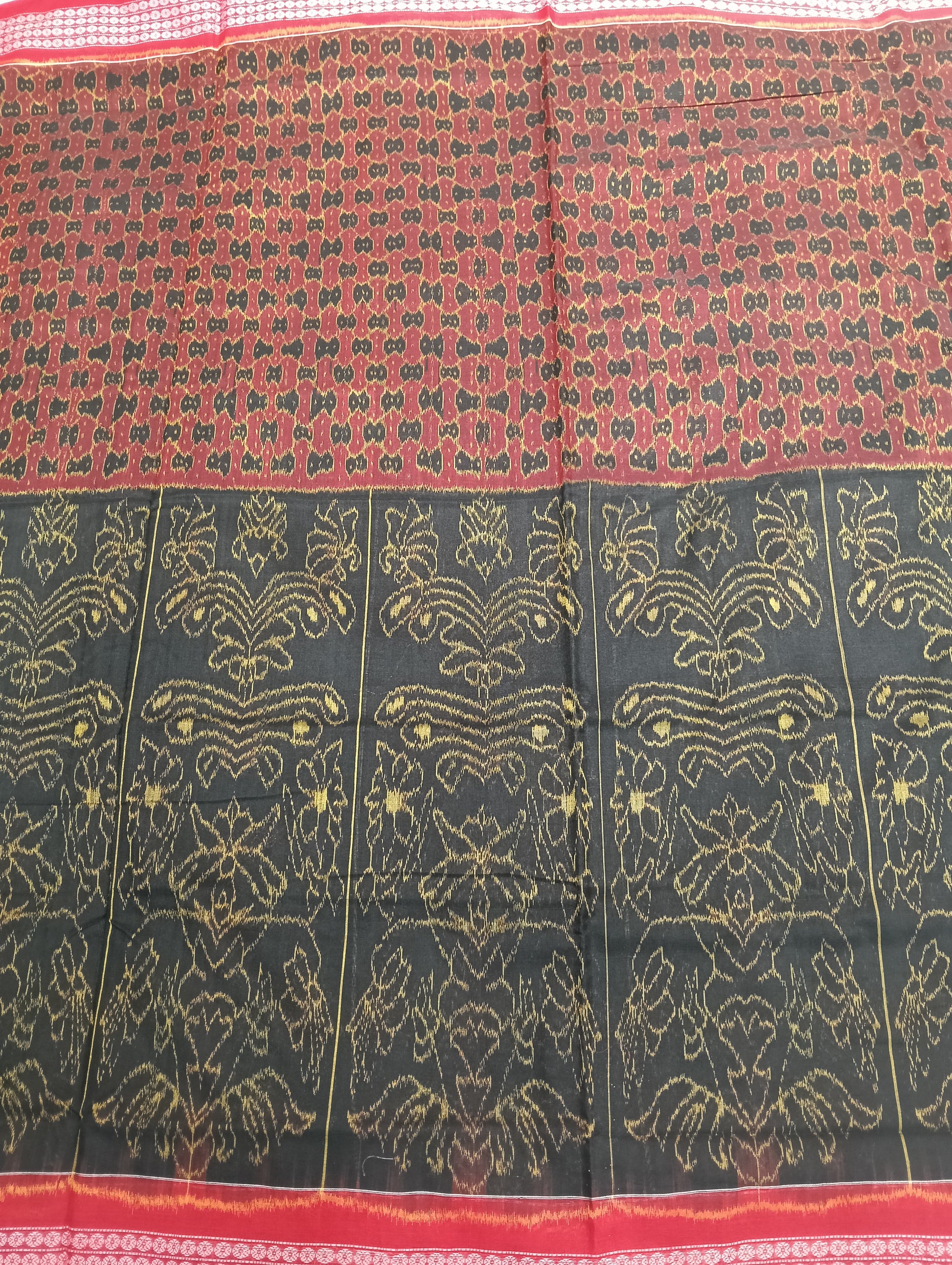 Red black sambalpuri saree - Tilottama