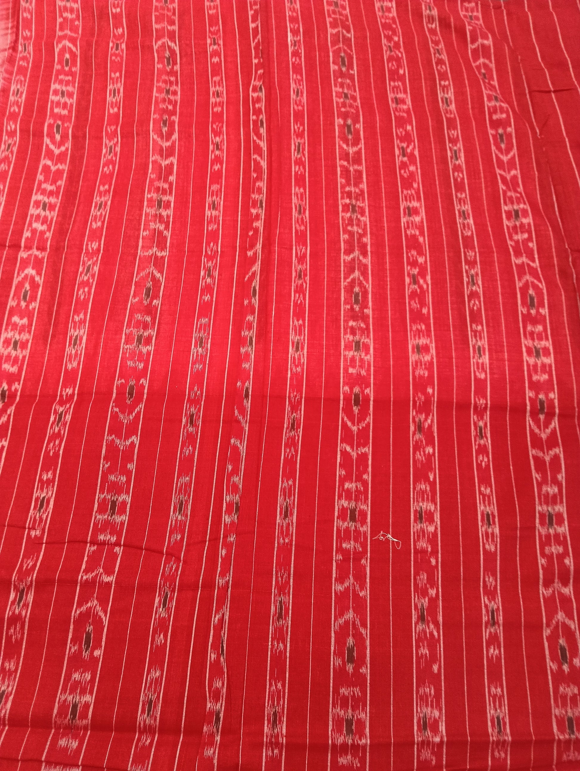 Red white plane border cotton sambalpuri saree - Tilottama