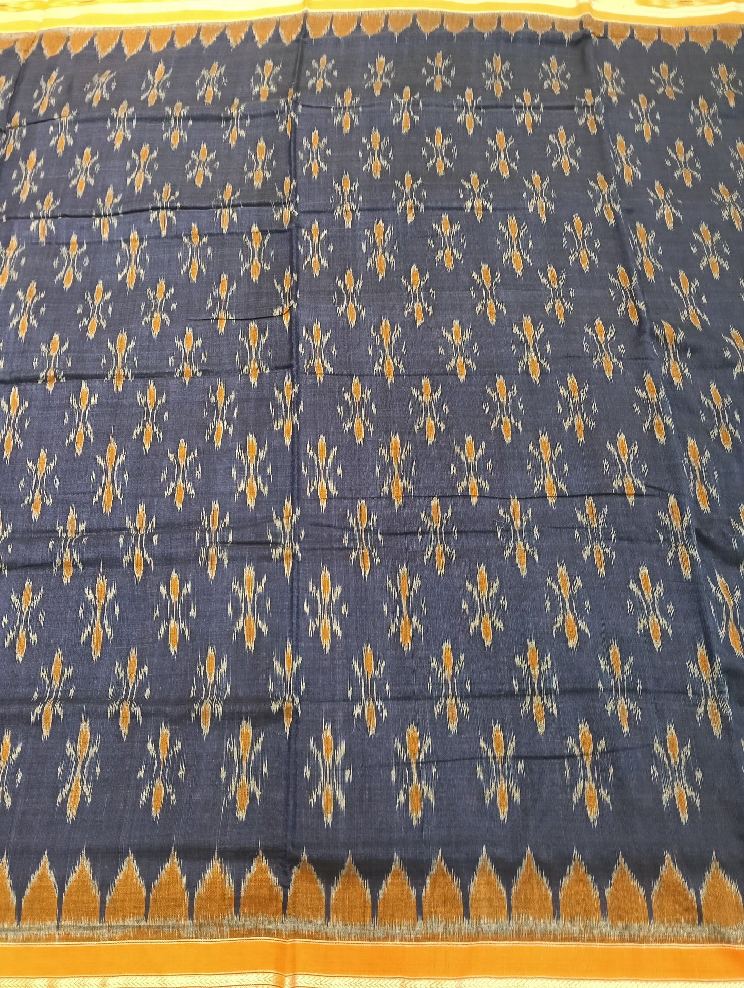 Blue orange cotton sambalpuri saree - Tilottama