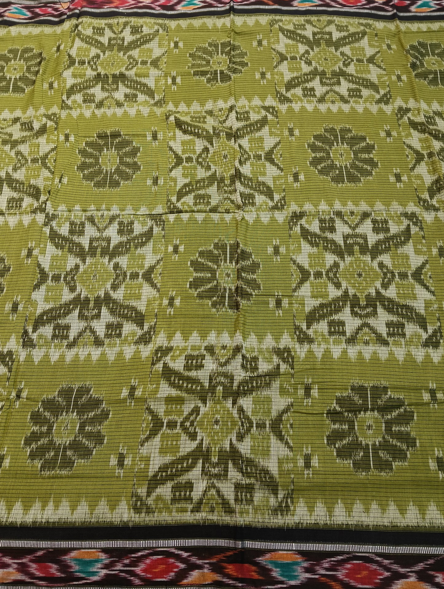 Olive green cotton sambalpuri saree - Tilottama