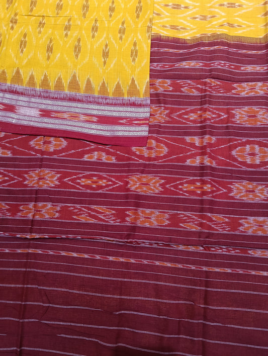 Orange red cotton sambalpuri saree - Tilottama