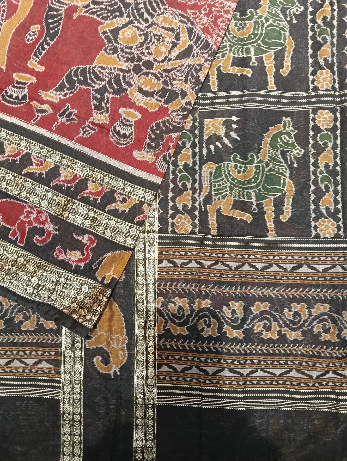 Merron black 8th border cotton sambalpuri saree - Tilottama