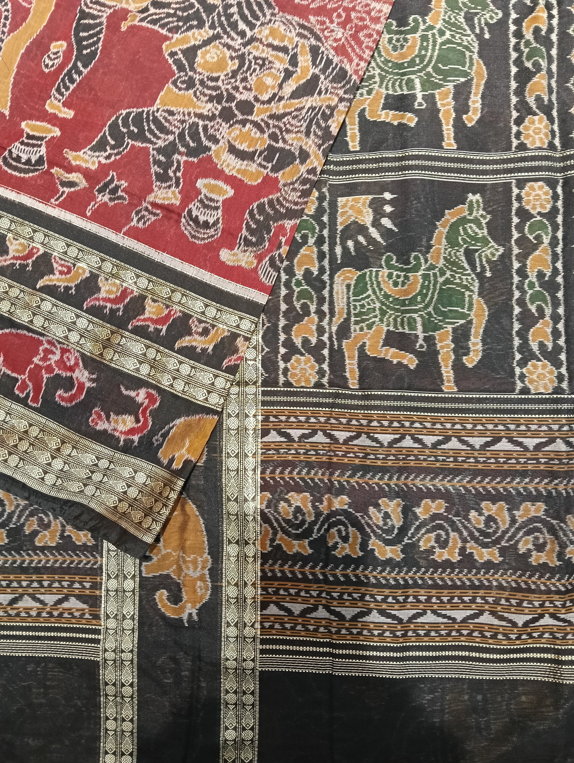 Merron black 8th border cotton sambalpuri saree - Tilottama