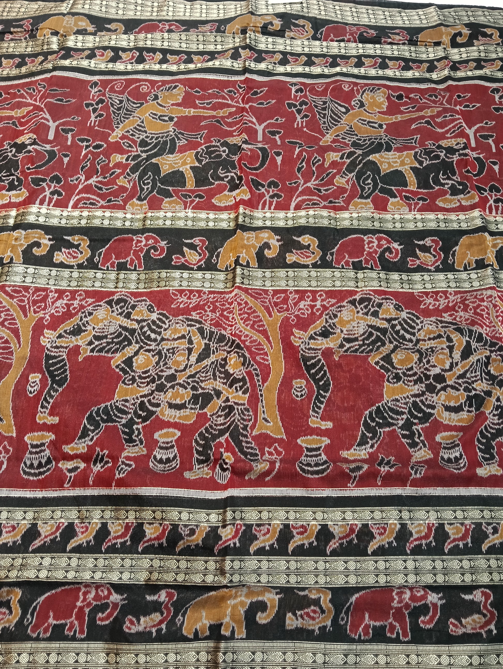 Merron black 8th border cotton sambalpuri saree - Tilottama