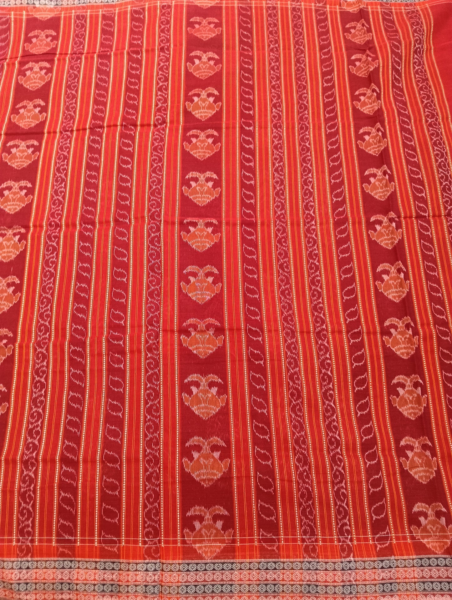 Black orange cotton sambalpuri saree - Tilottama