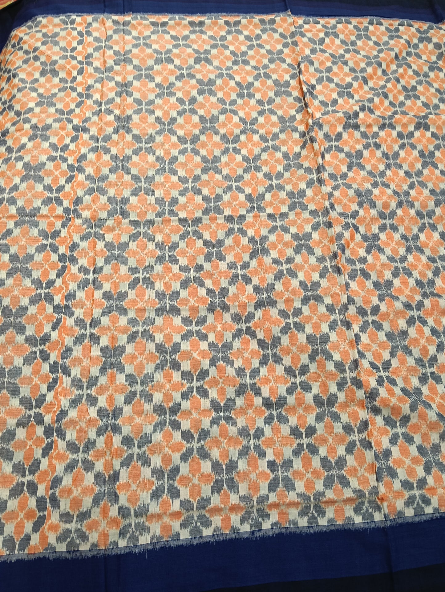 White orange blue plane border cotton sambalpuri saree - Tilottama