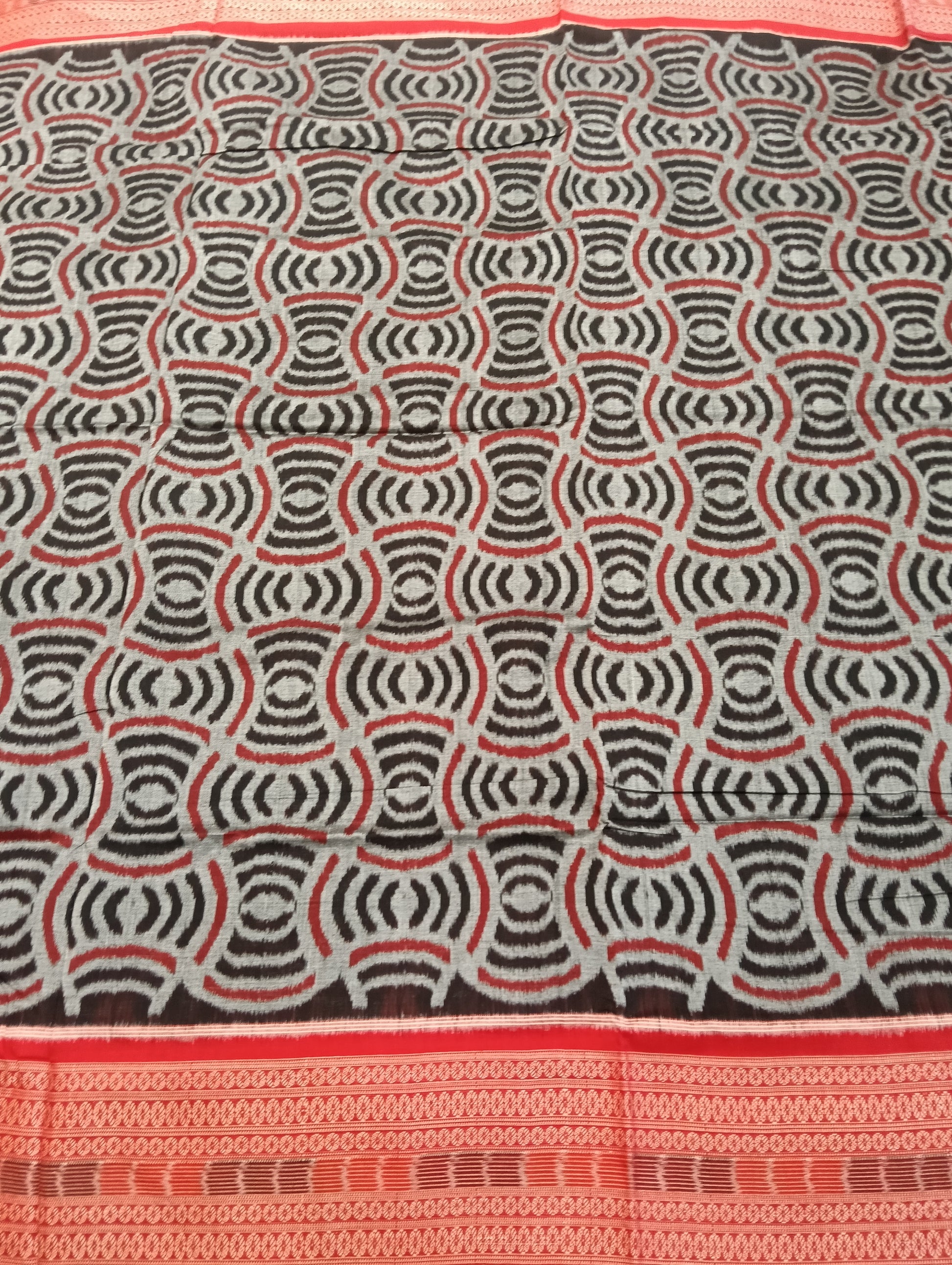 Black red cotton sambalpuri saree - Tilottama