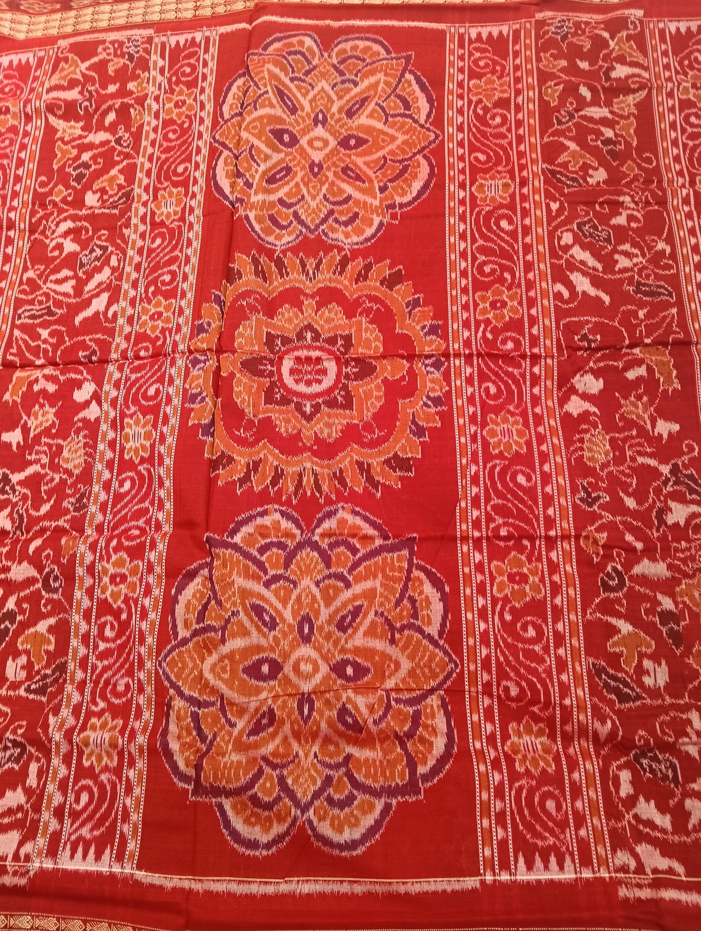 Blue marron ikat cotton sambalpuri saree - Tilottama