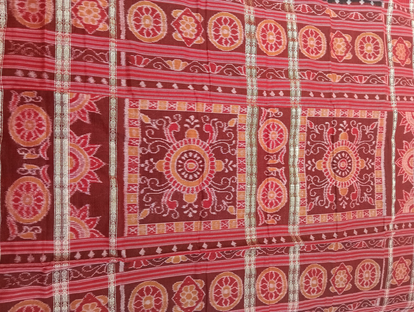 Blue red 8th border ikat sambalpuri saree - Tilottama