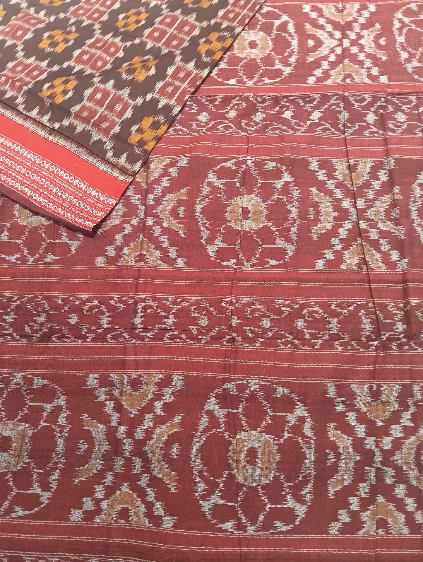 Coffe merron cotton sambalpuri saree - Tilottama