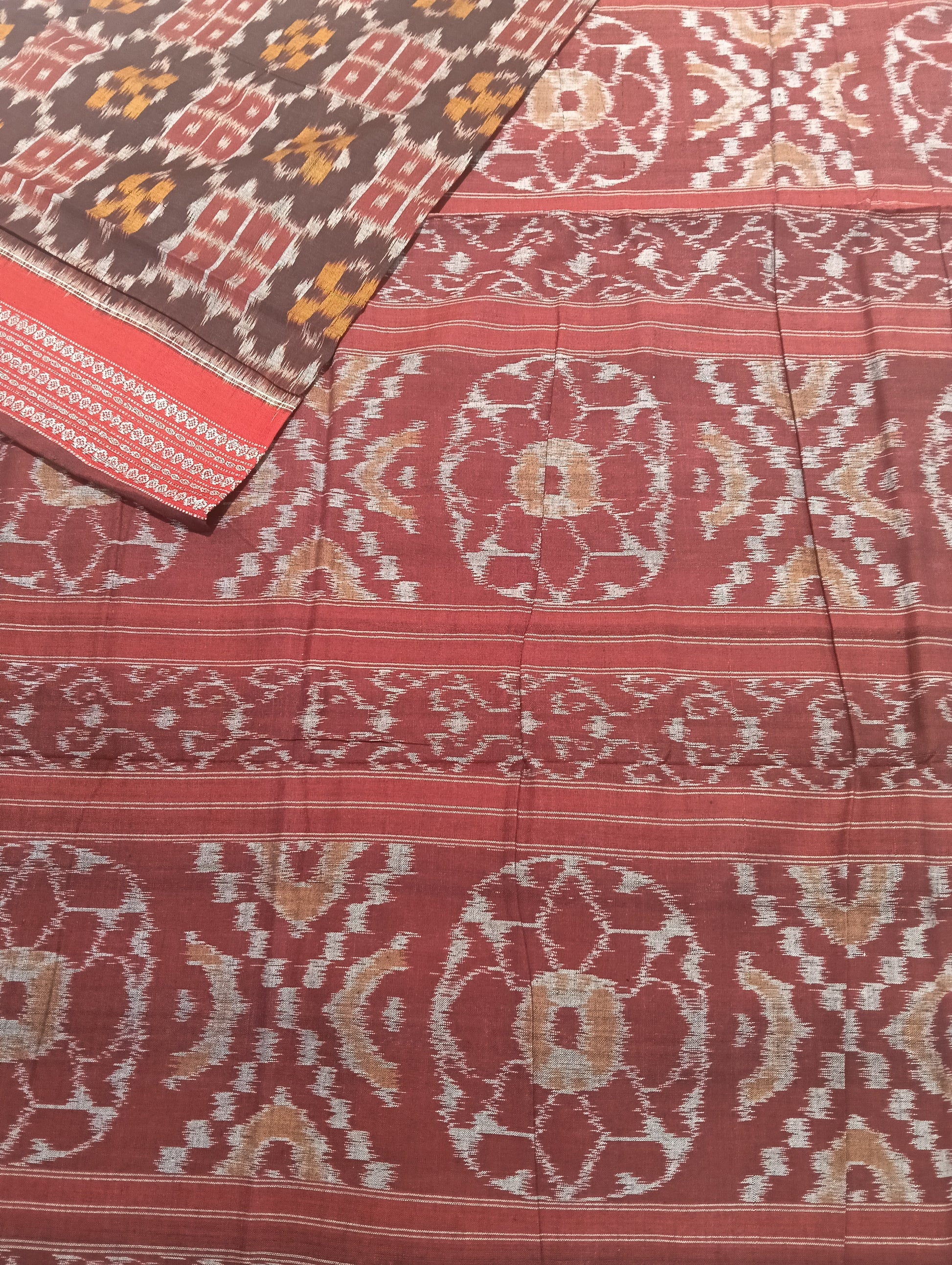 Coffe merron cotton sambalpuri saree - Tilottama