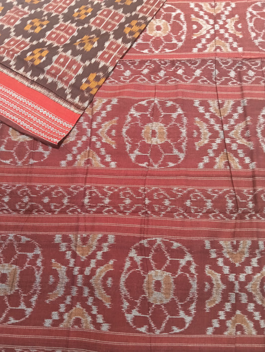 Coffe merron cotton sambalpuri saree - Tilottama