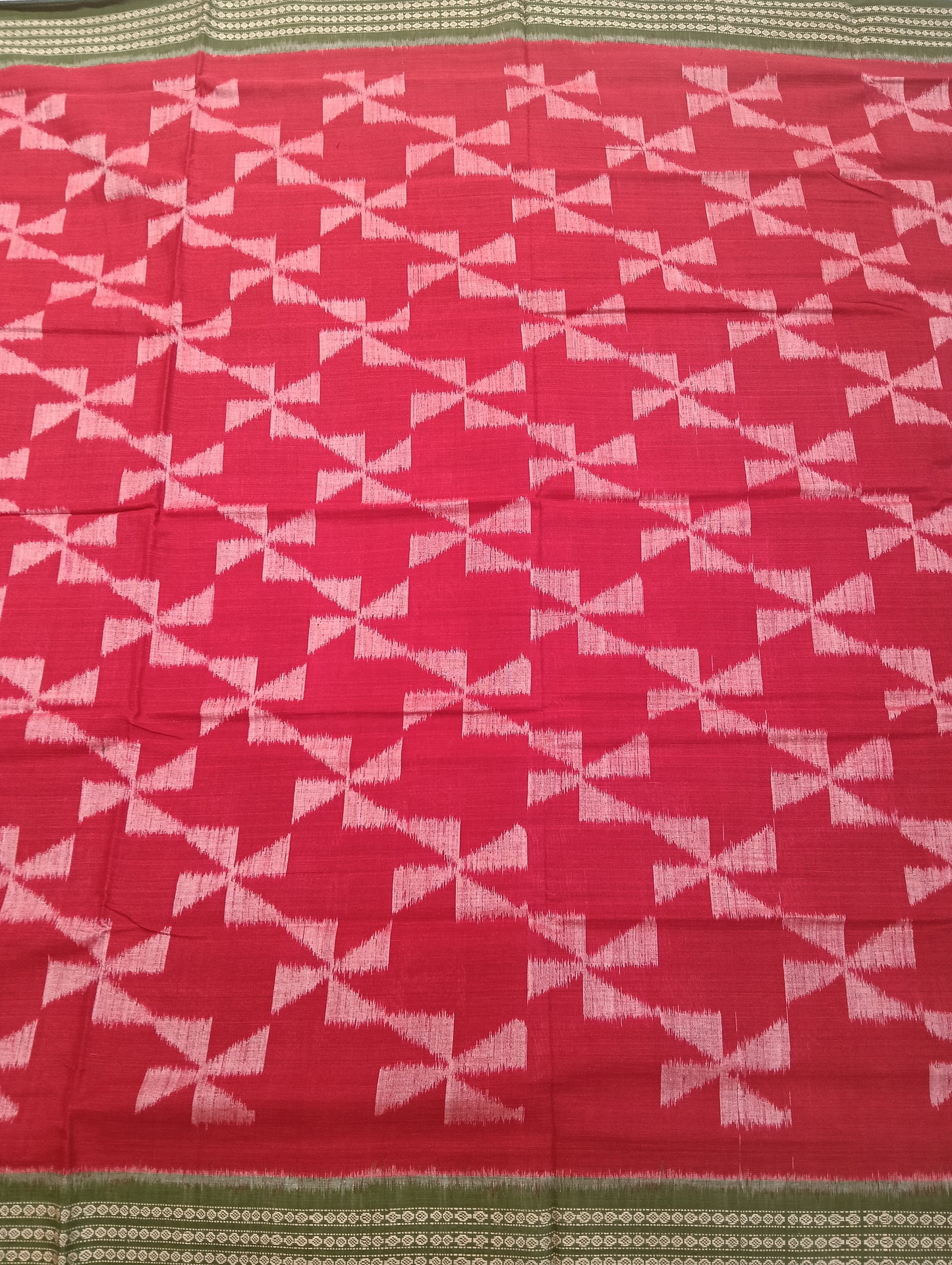 Red green cotton sambalpuri saree - Tilottama