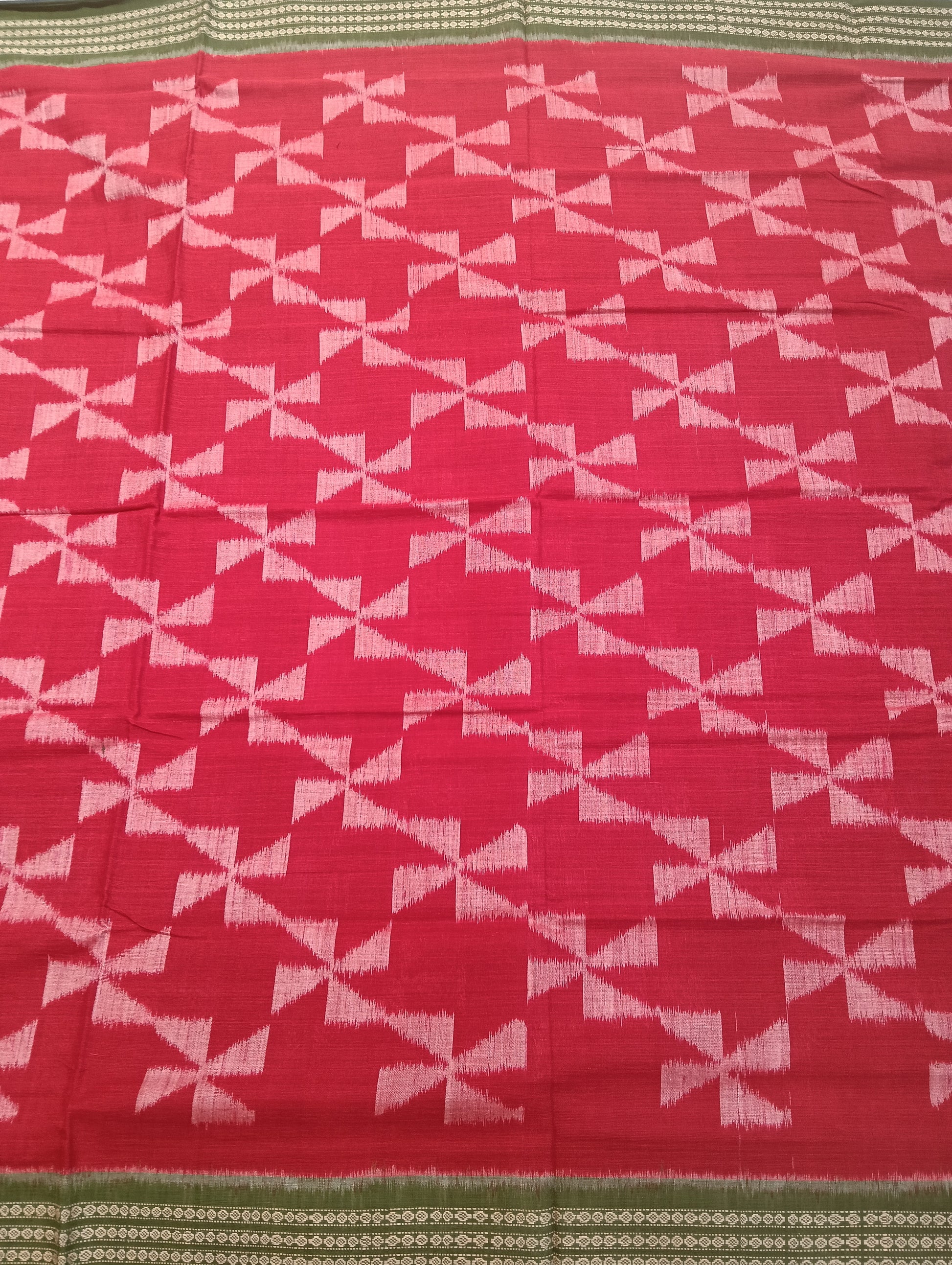 Red green cotton sambalpuri saree - Tilottama