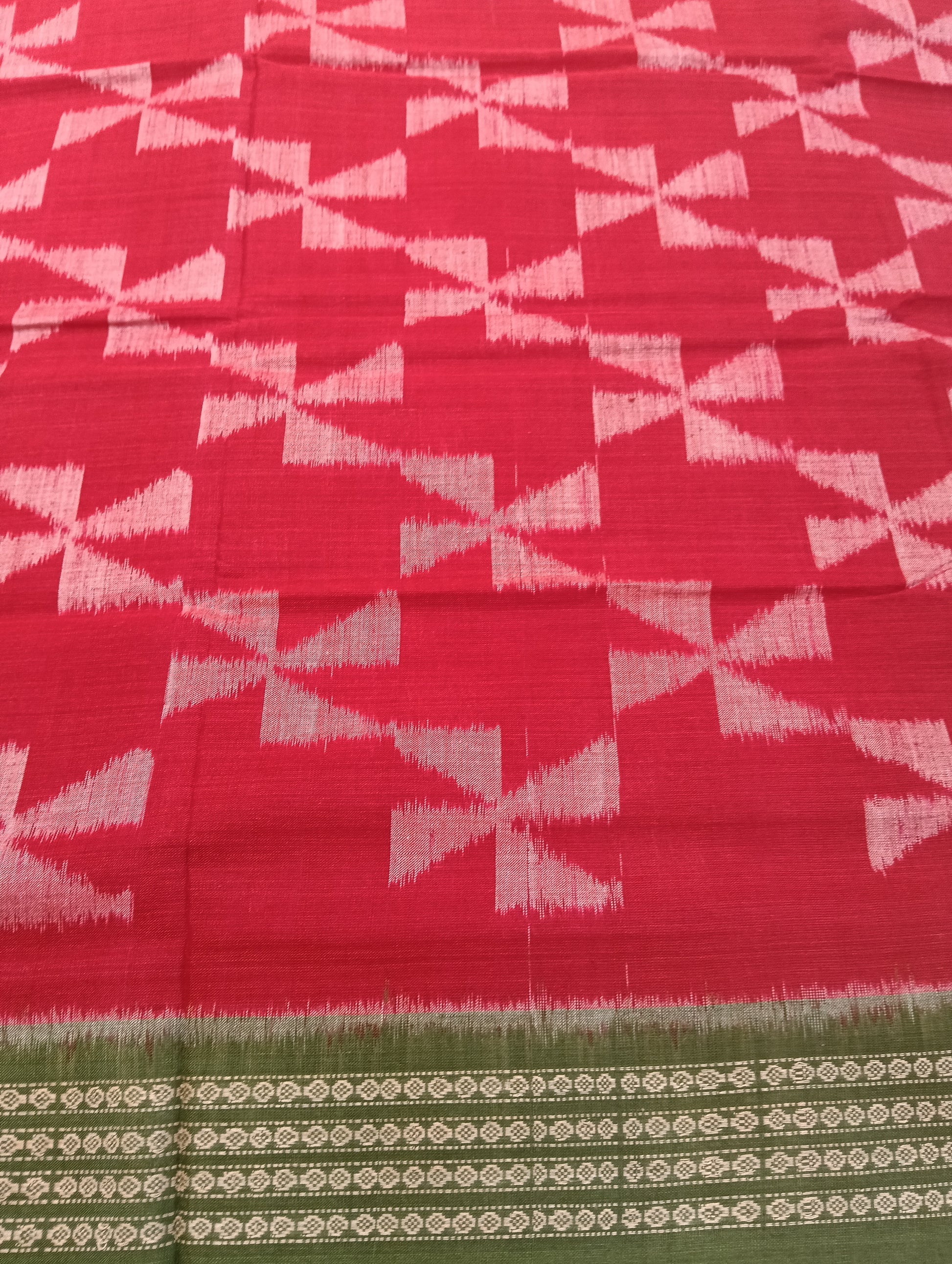 Red green cotton sambalpuri saree - Tilottama
