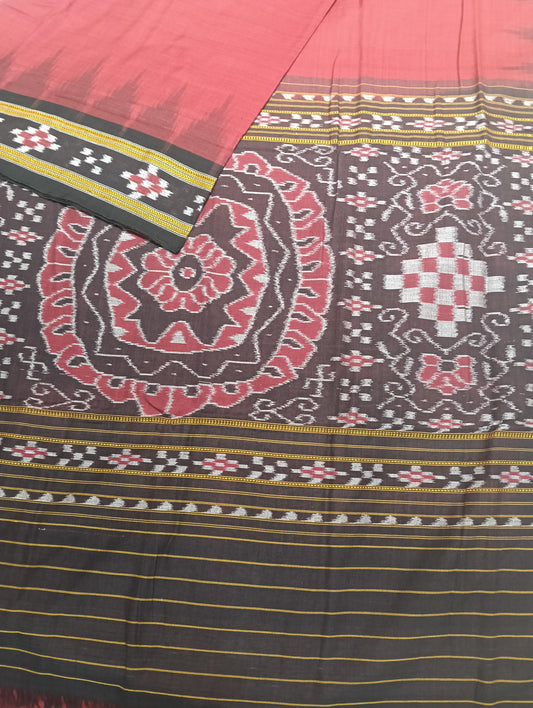 Merron black cotton sambalpuri saree - Tilottama