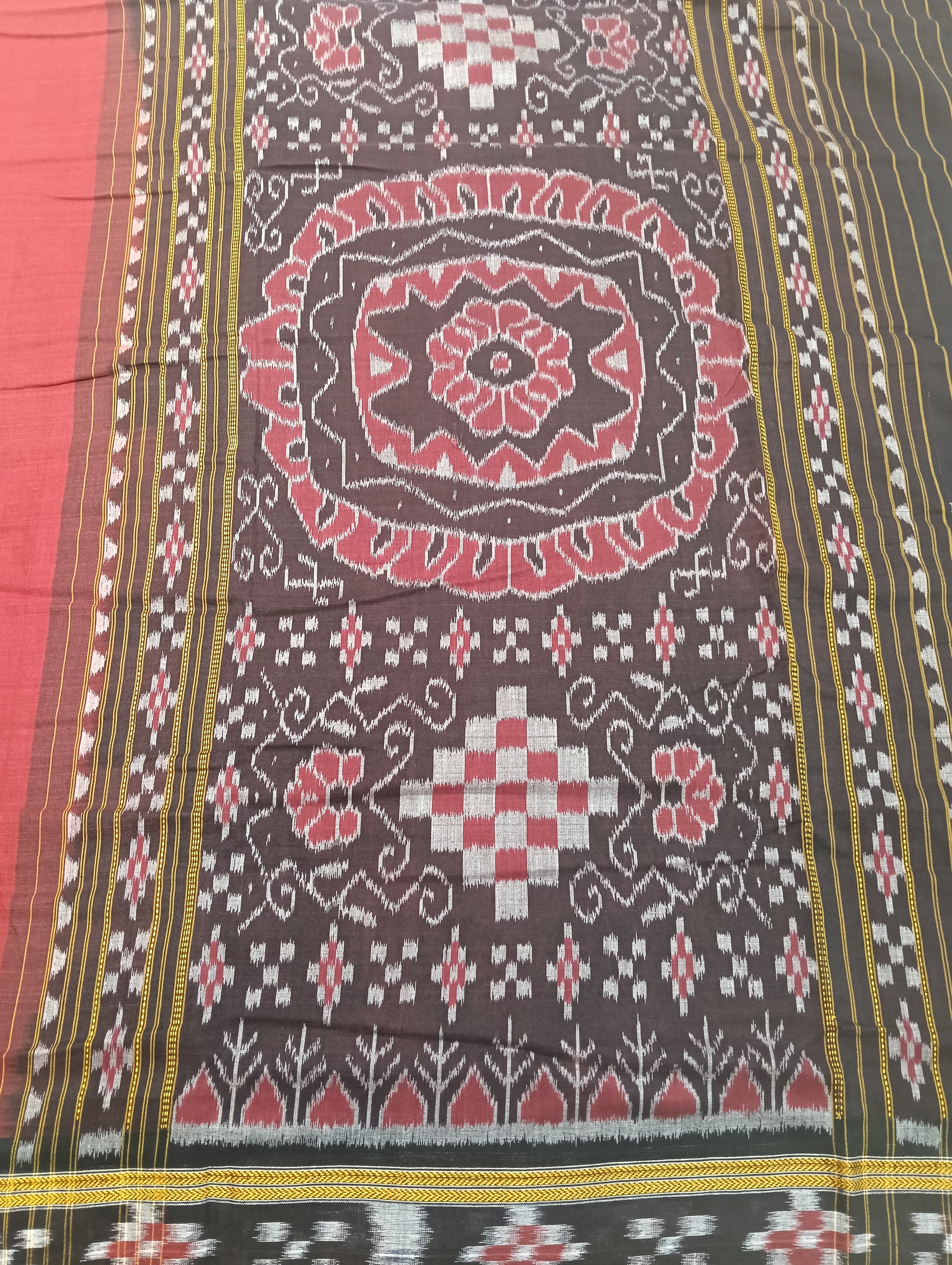 Merron black cotton sambalpuri saree - Tilottama