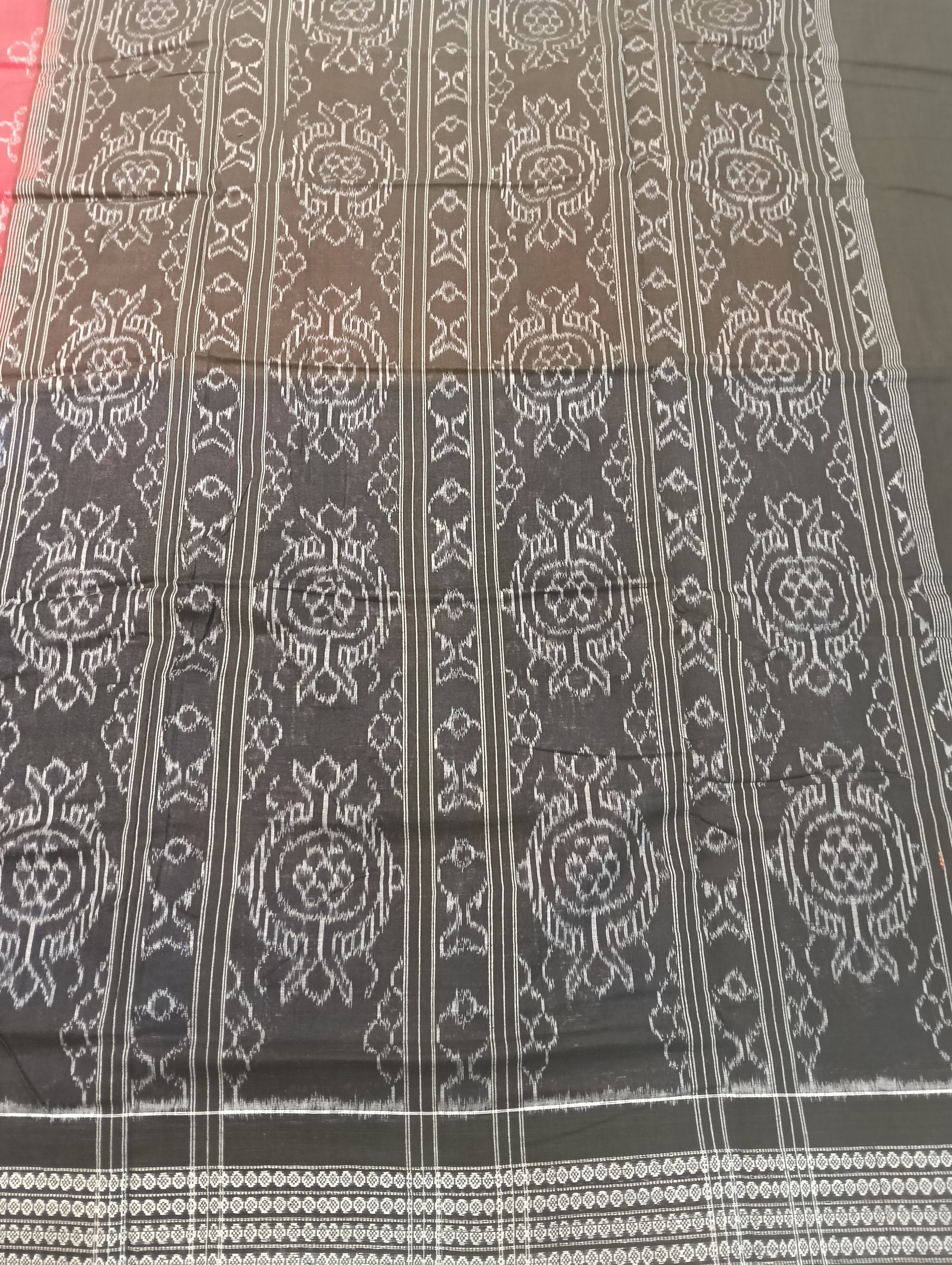 Red blue black cotton sambalpuri saree - Tilottama