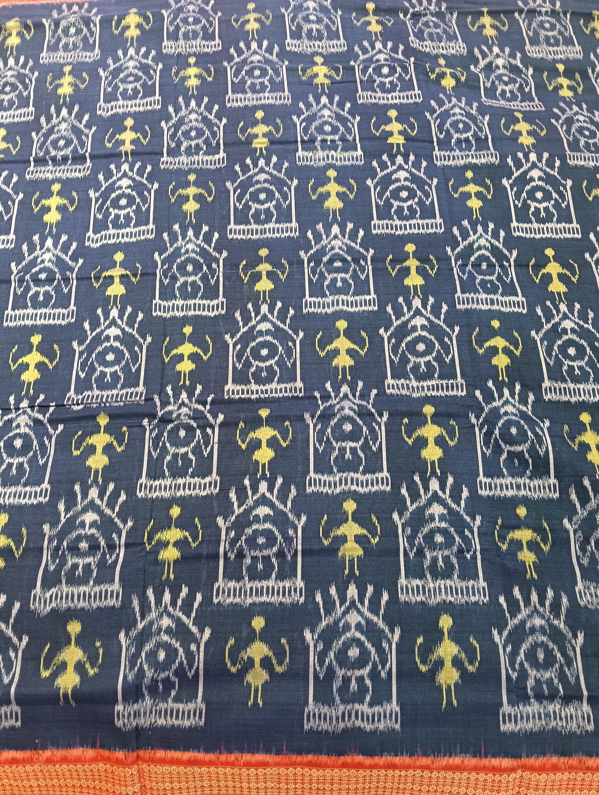 Blue red cotton sambalpuri saree - Tilottama