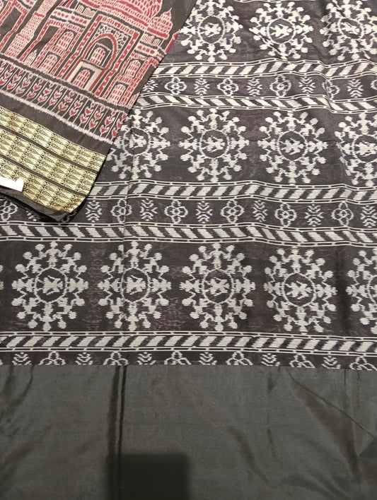 Black merron patta border sambalpuri saree - Tilottama