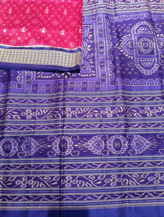 Pink Blue Sambalpuri silk saree - Tilottama
