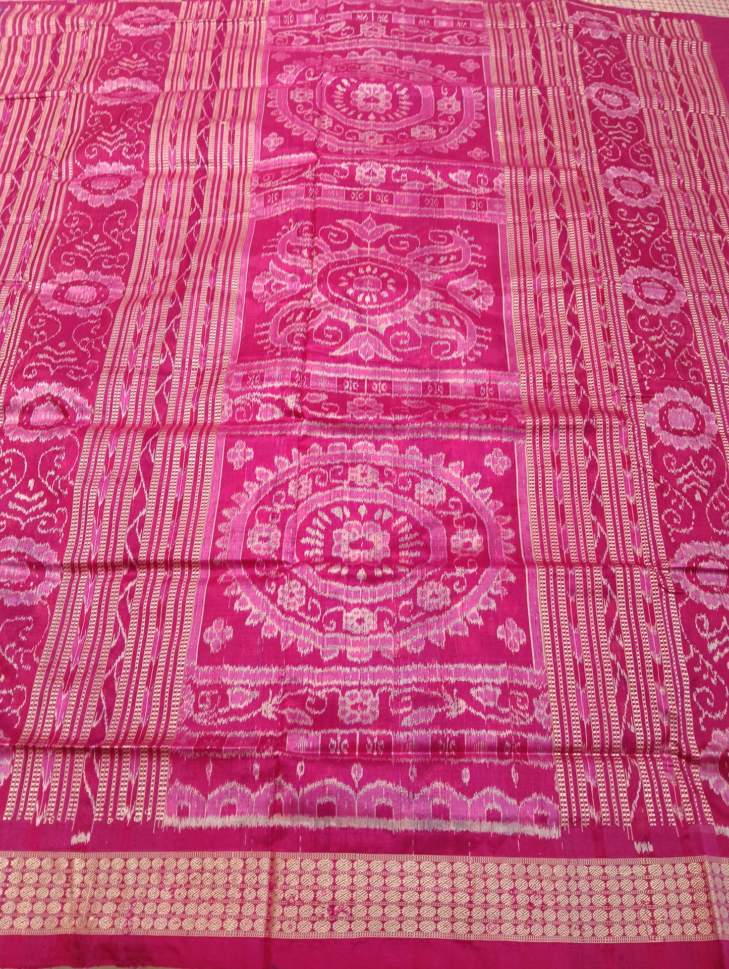 Sky pink white sapta sambalpuri silk patta saree - Tilottama