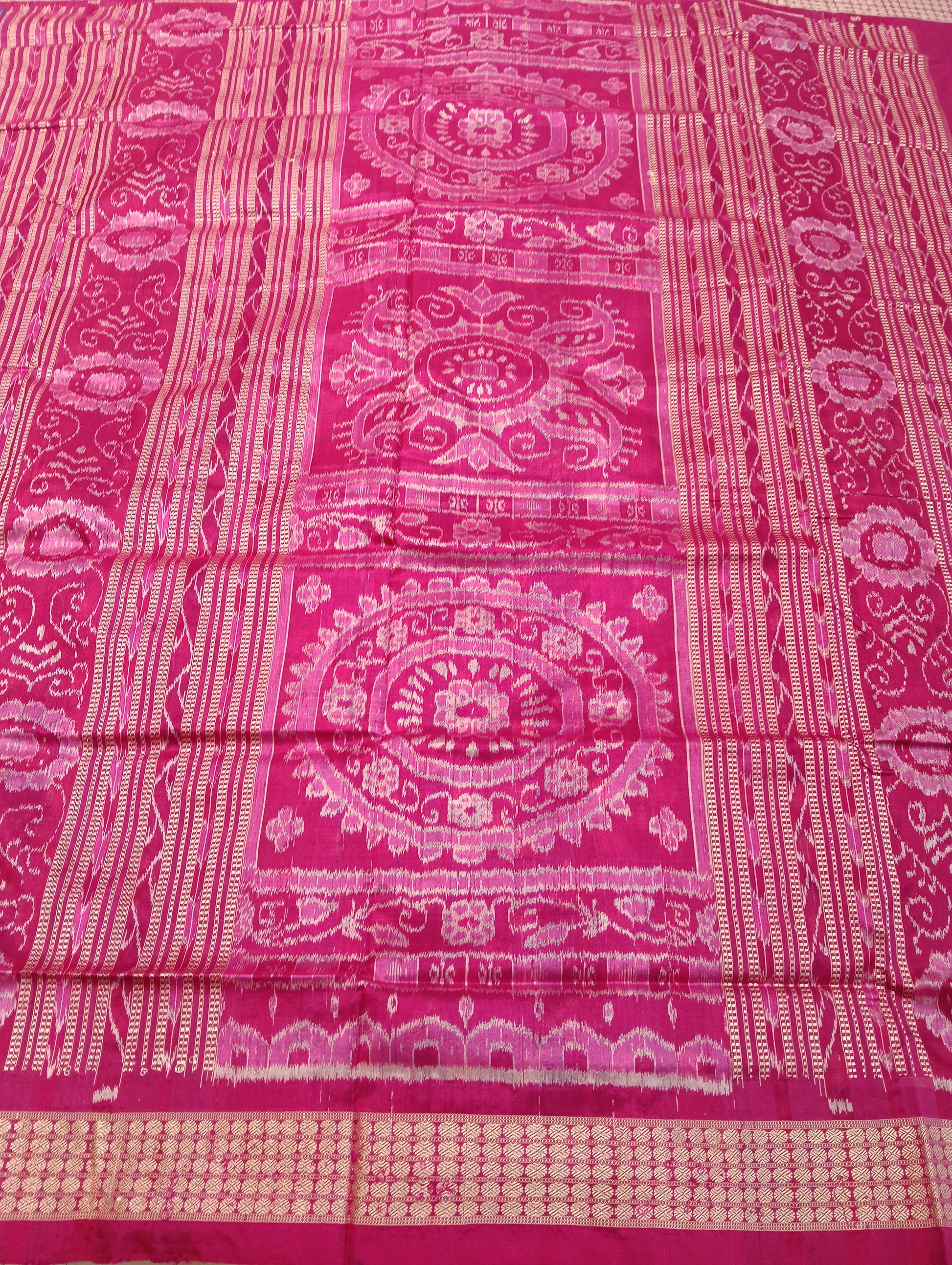 Sky pink white sapta sambalpuri silk patta saree - Tilottama