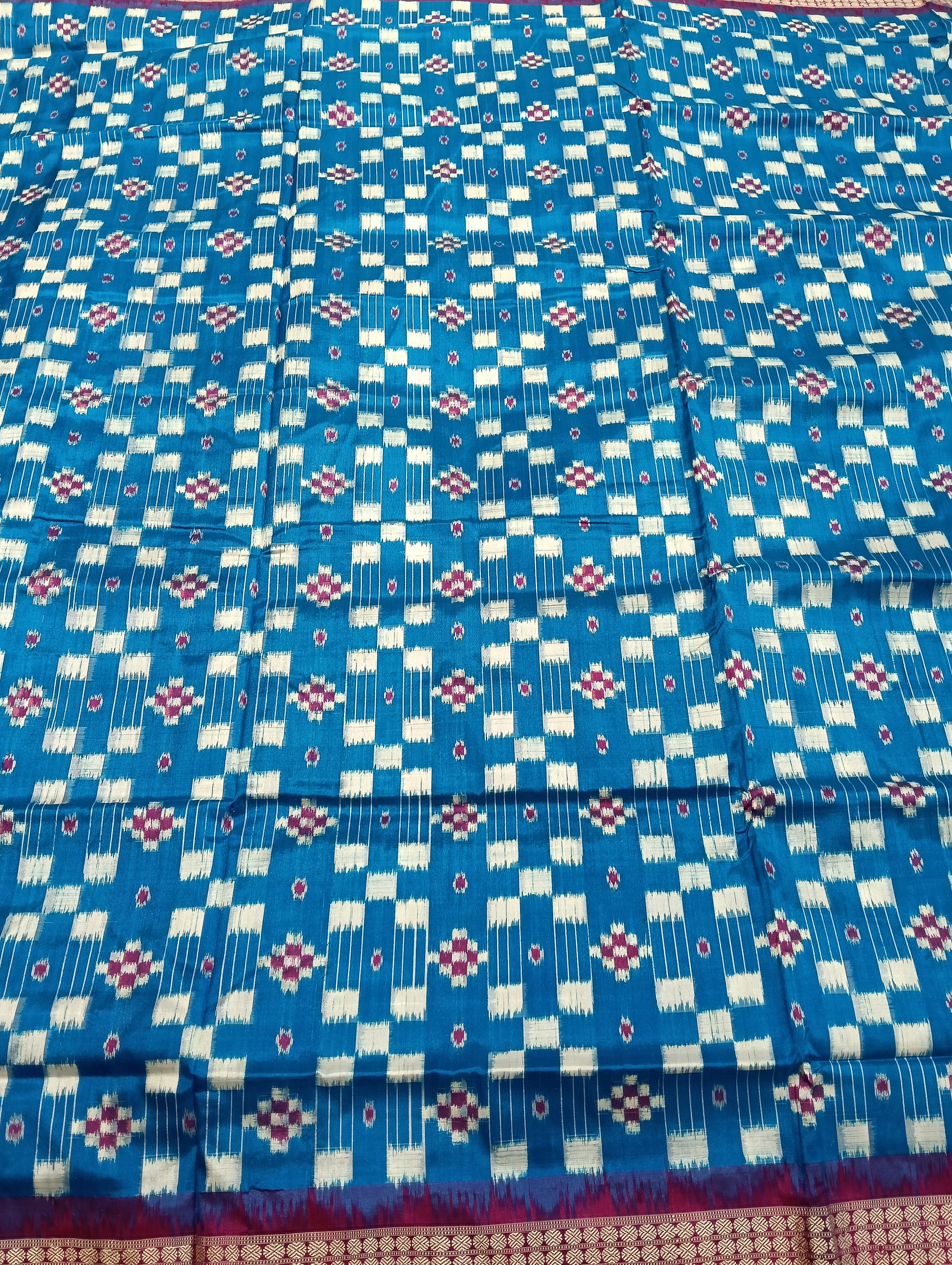 Sky pink white sapta sambalpuri silk patta saree - Tilottama
