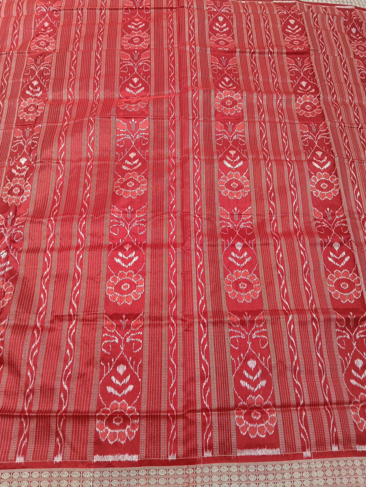Green red sambalpuri silk patta Saree - Tilottama