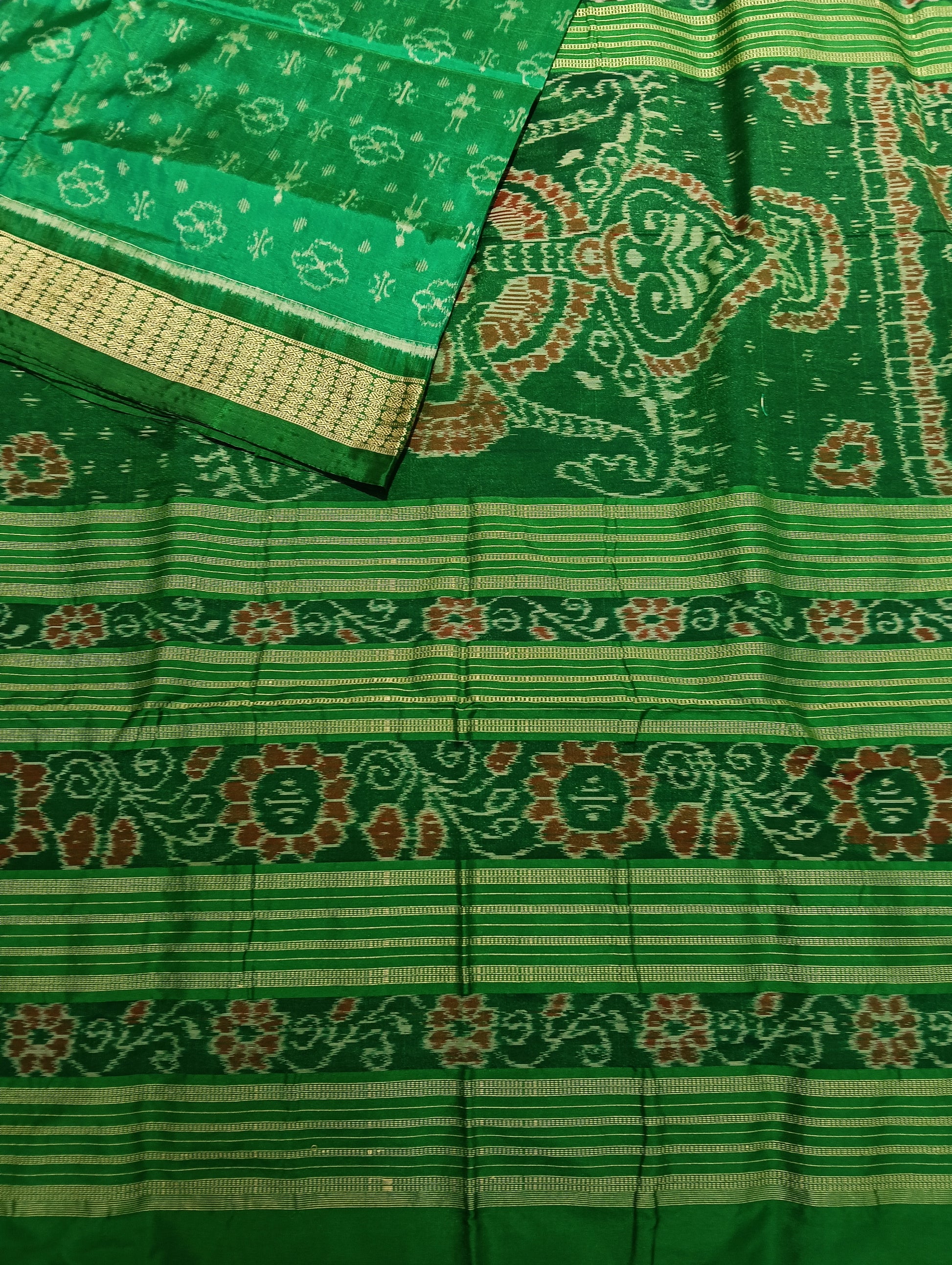 Green Sambalpuri Silk Patta Saree - Tilottama
