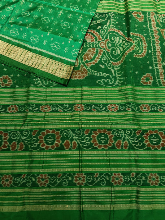 Green Sambalpuri Silk Patta Saree - Tilottama