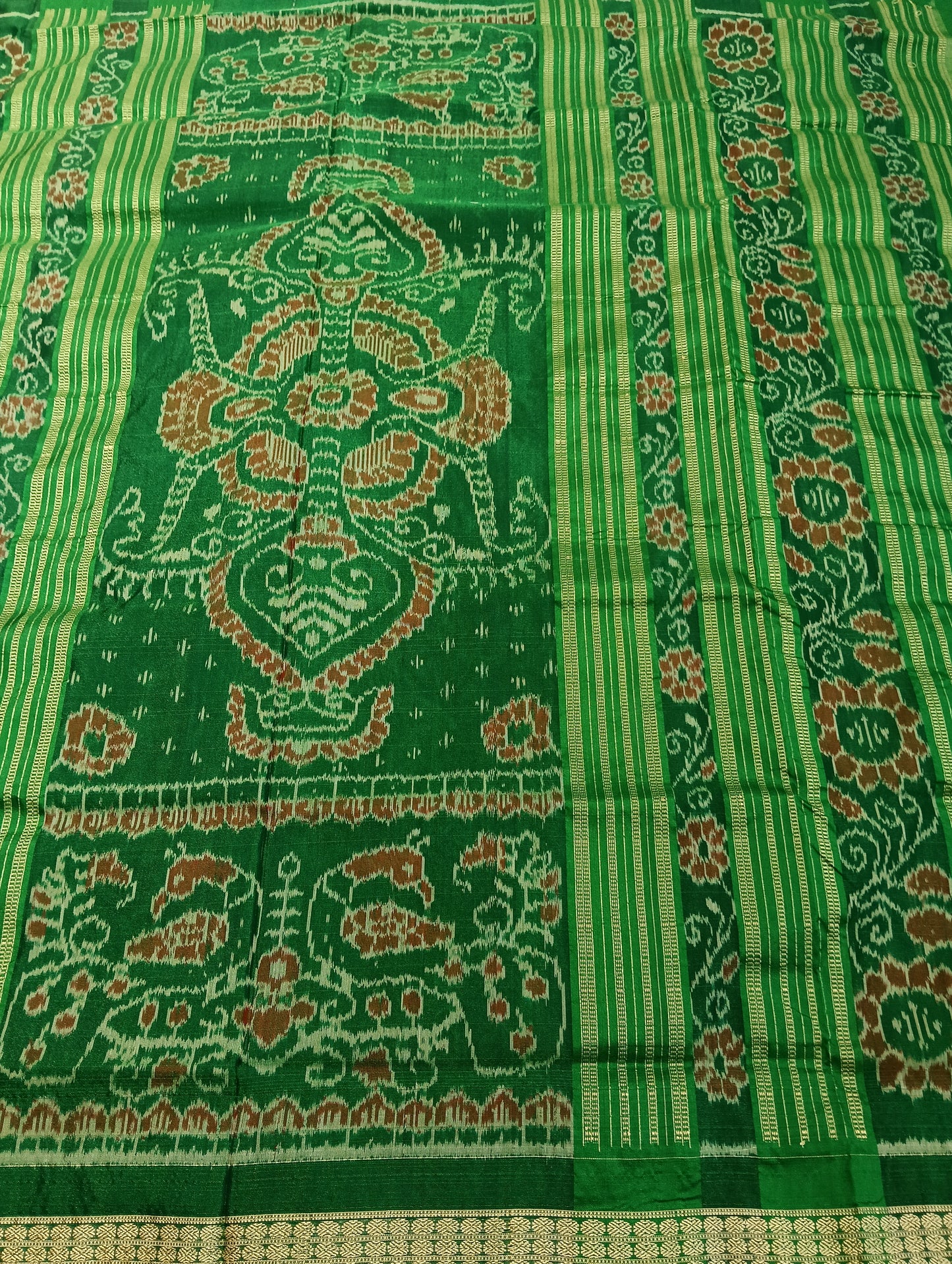 Green Sambalpuri Silk Patta Saree - Tilottama