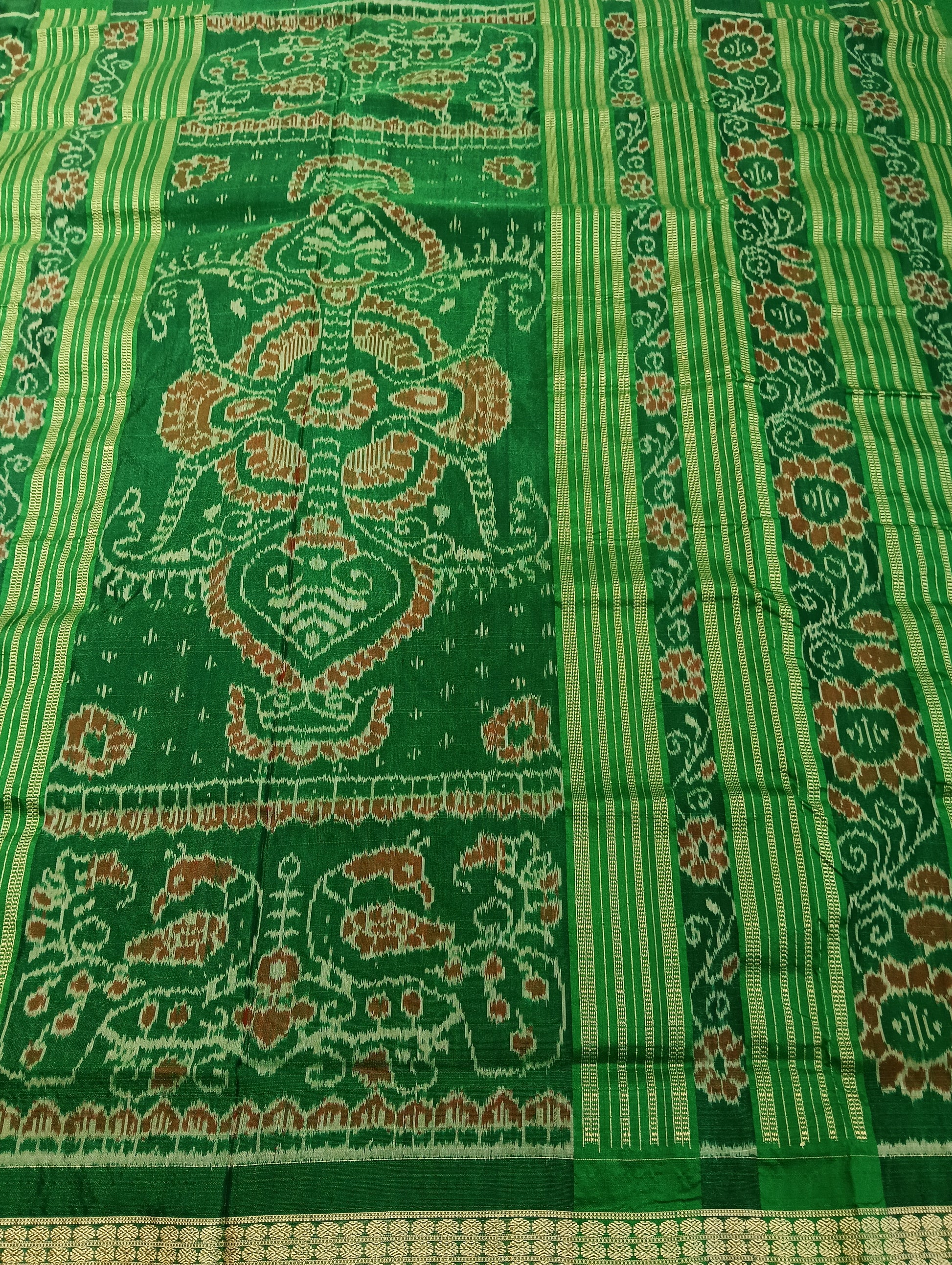Green Sambalpuri Silk Patta Saree - Tilottama