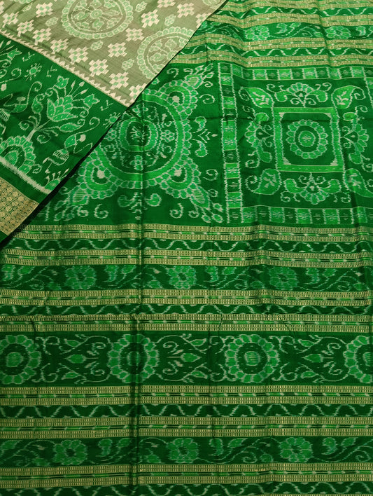 White green sambalpuri patta saree - Tilottama