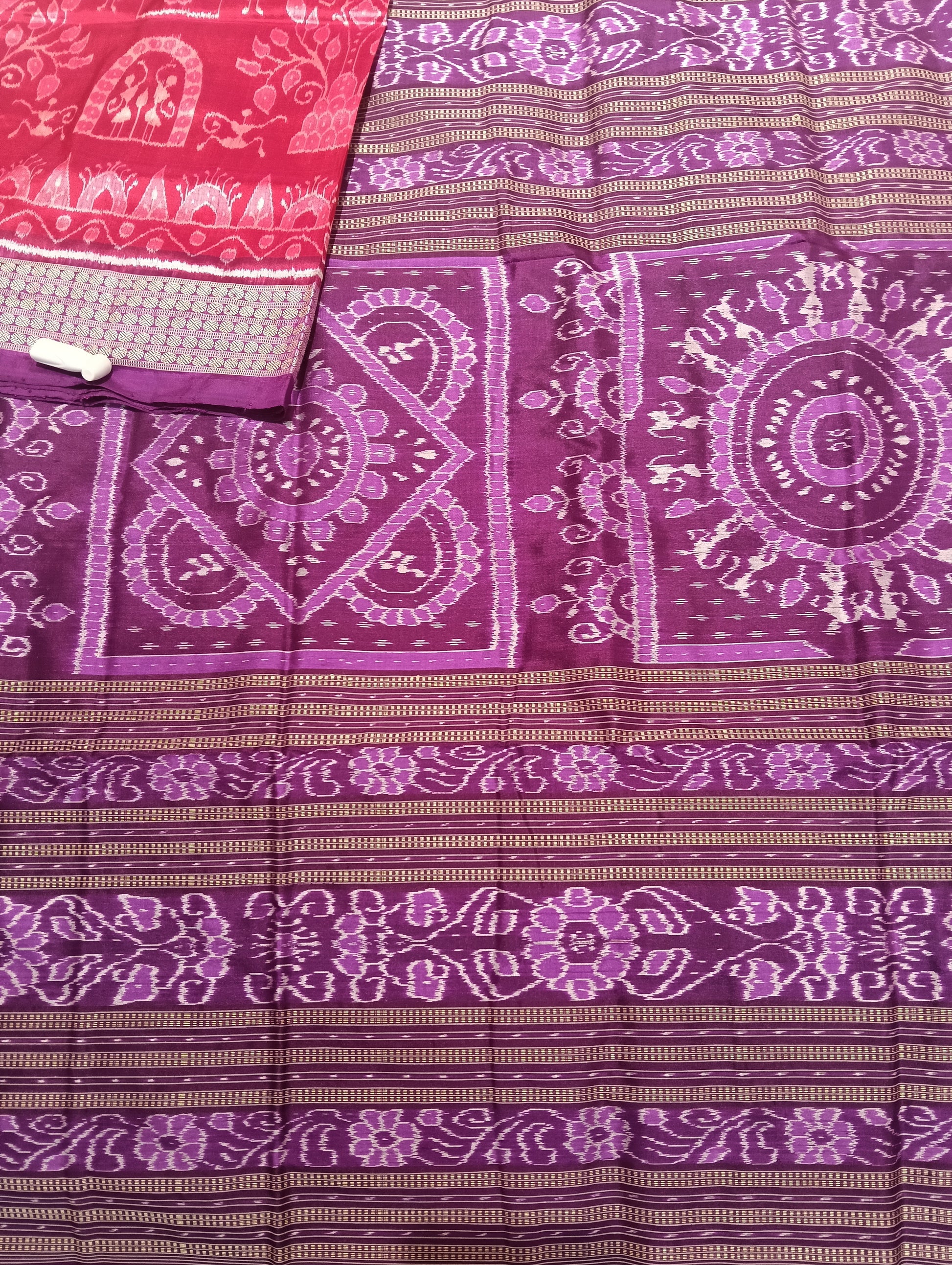 Pink purple sambalpuri silk patta saree - Tilottama