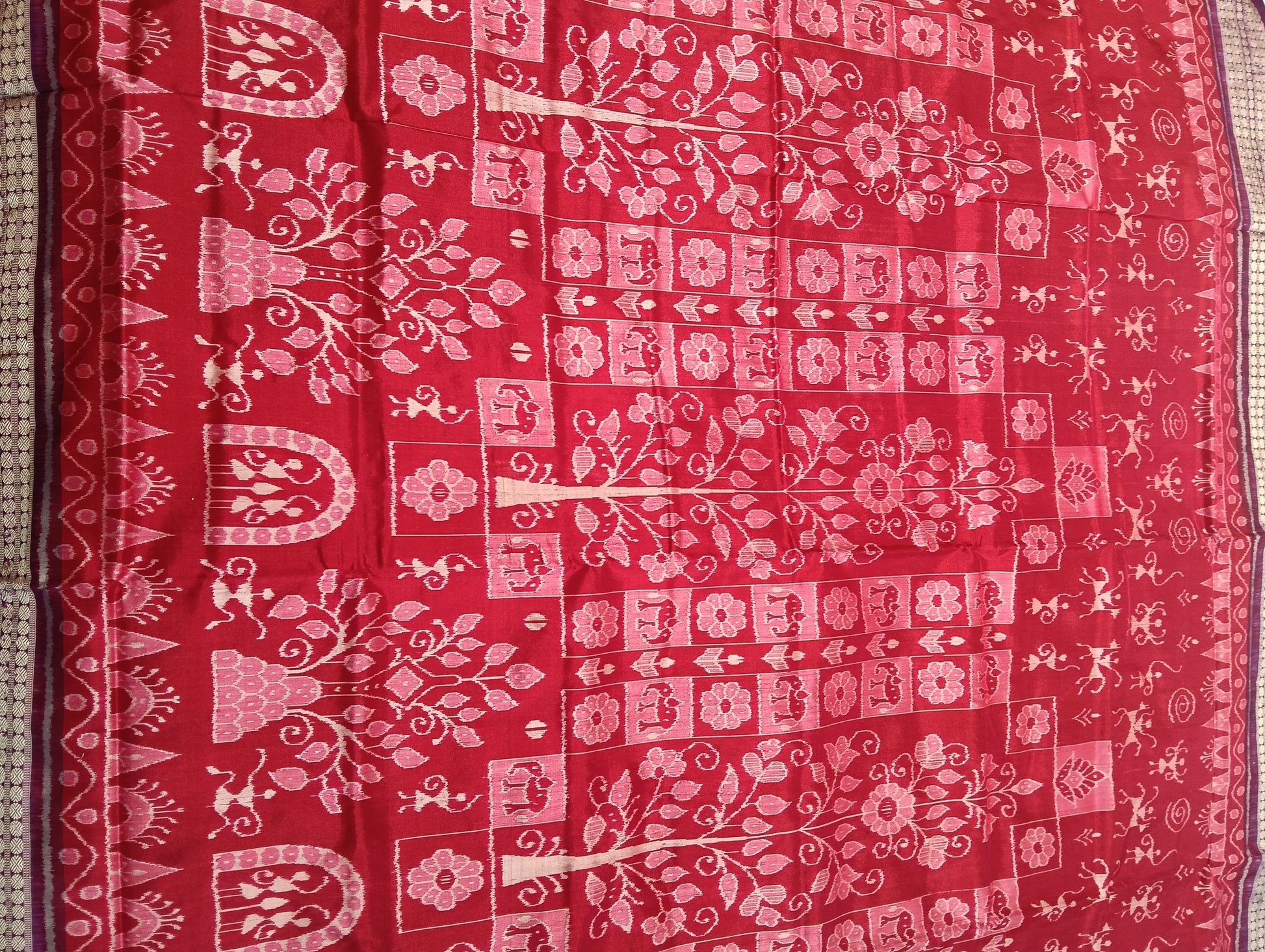Pink purple sambalpuri silk patta saree - Tilottama