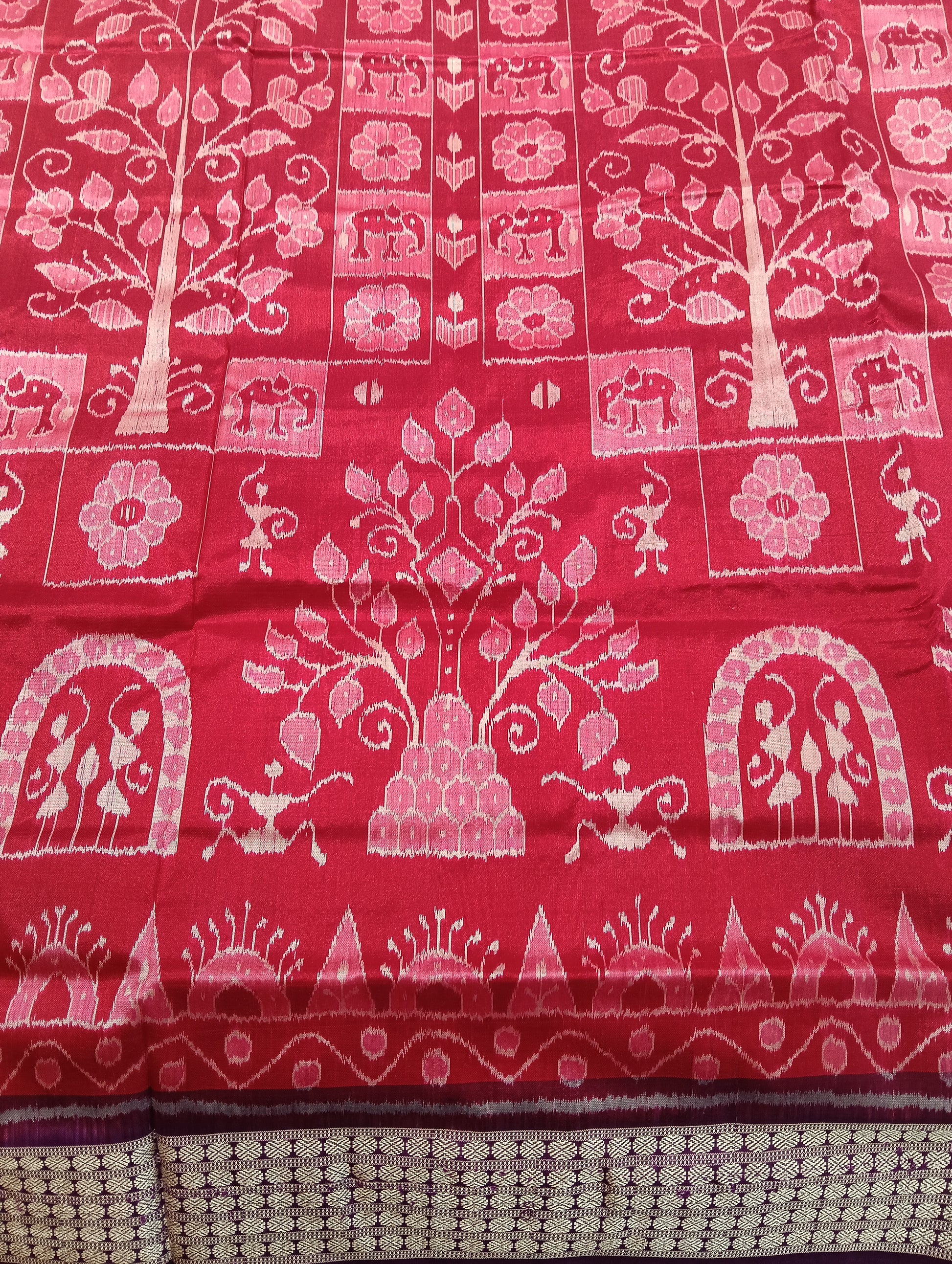 Pink purple sambalpuri silk patta saree - Tilottama