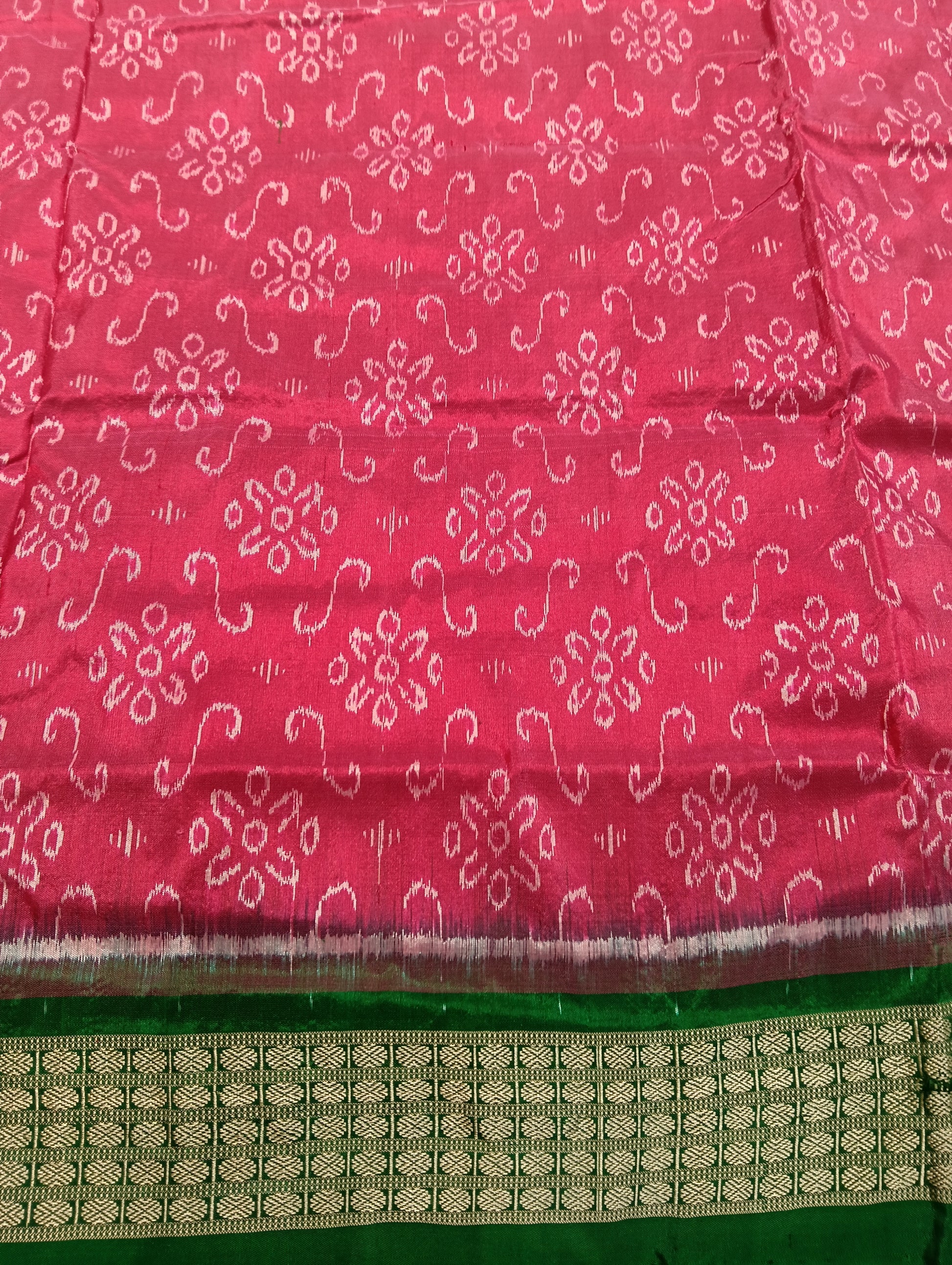 Pink green sambalpuri silk patta saree - Tilottama