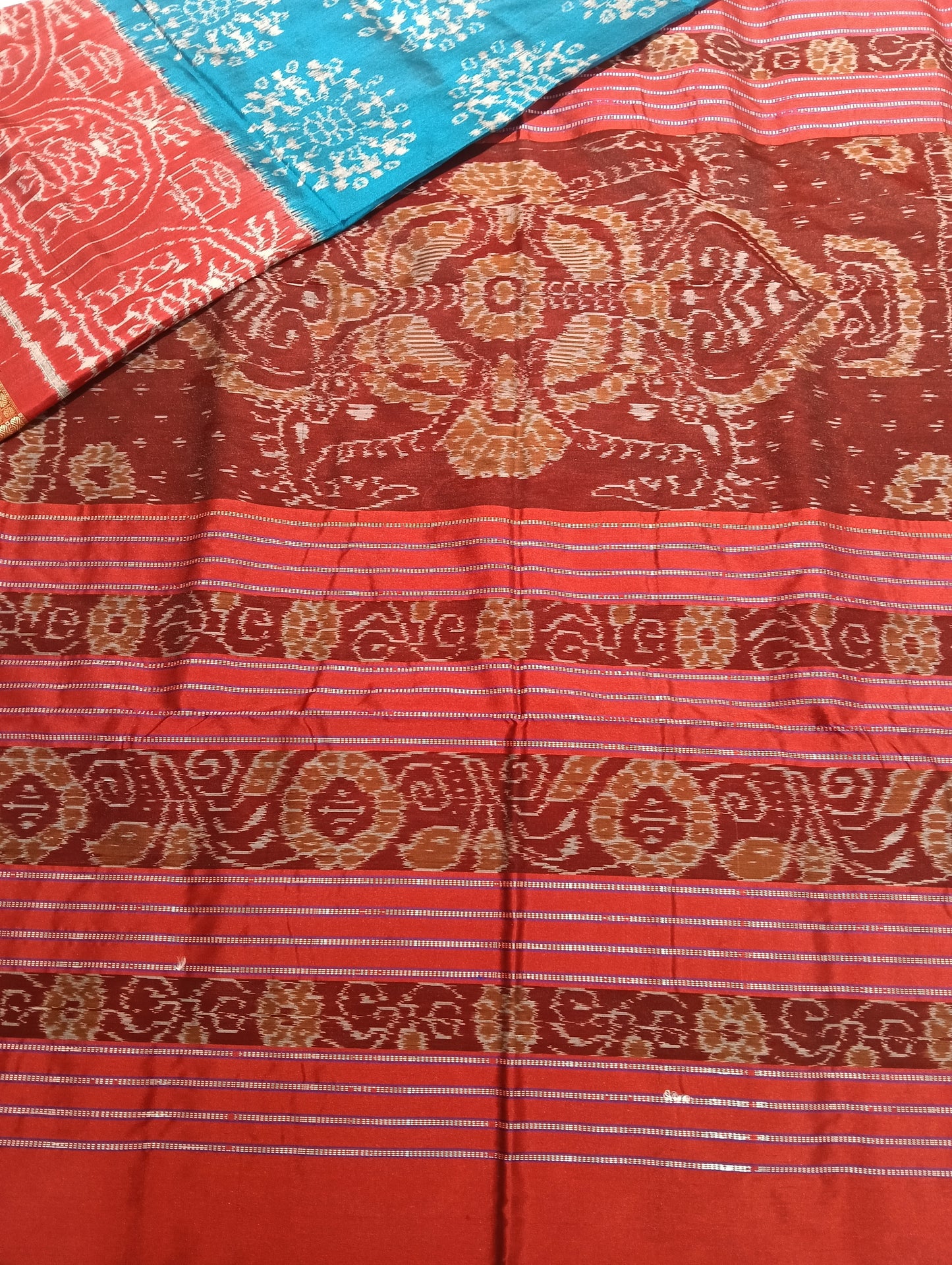 Sky Maroon Sambalpuri silk patta saree - Tilottama