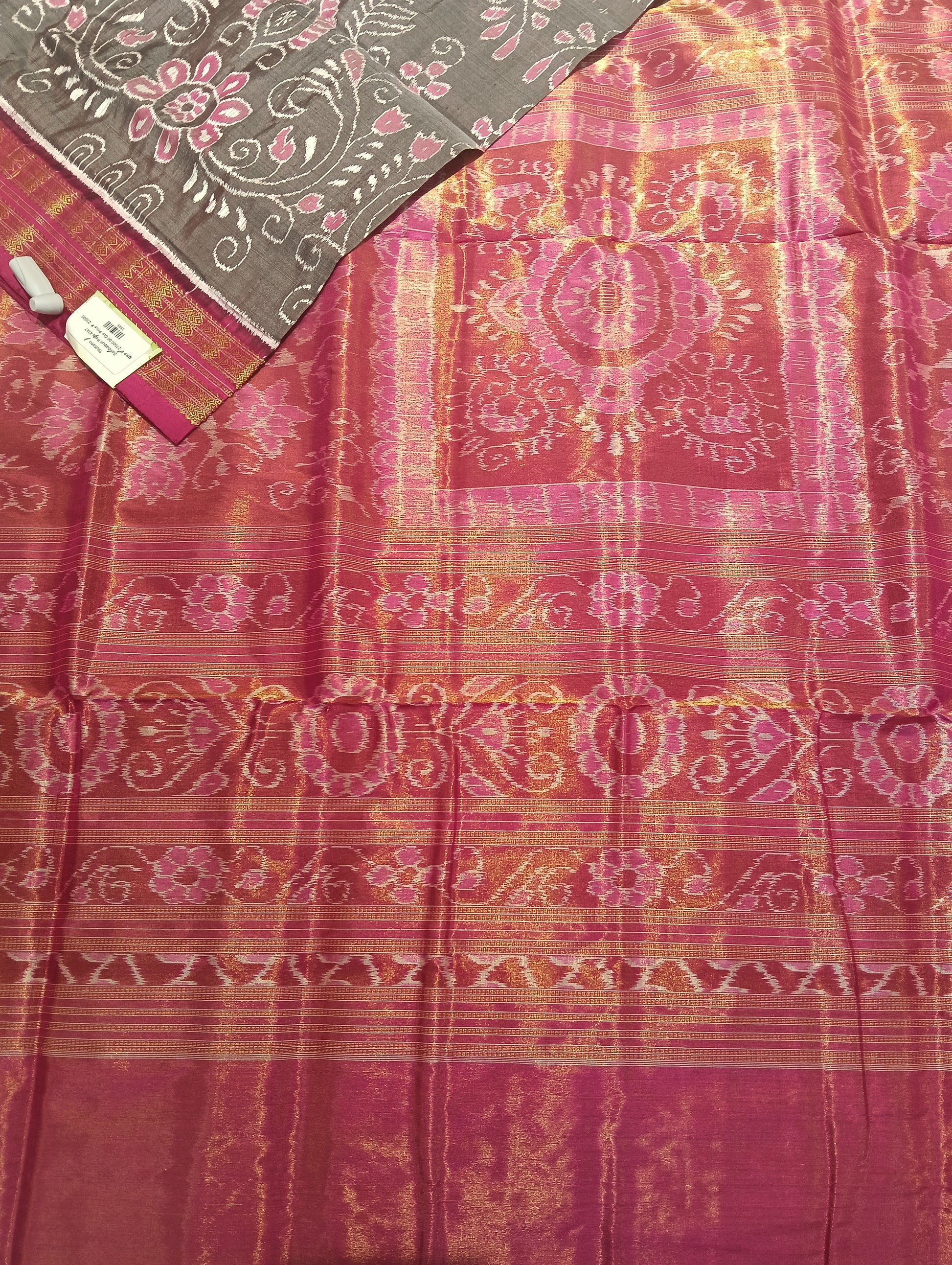 Pink grey sambalpuri haif tissue sambalpuri saree - Tilottama