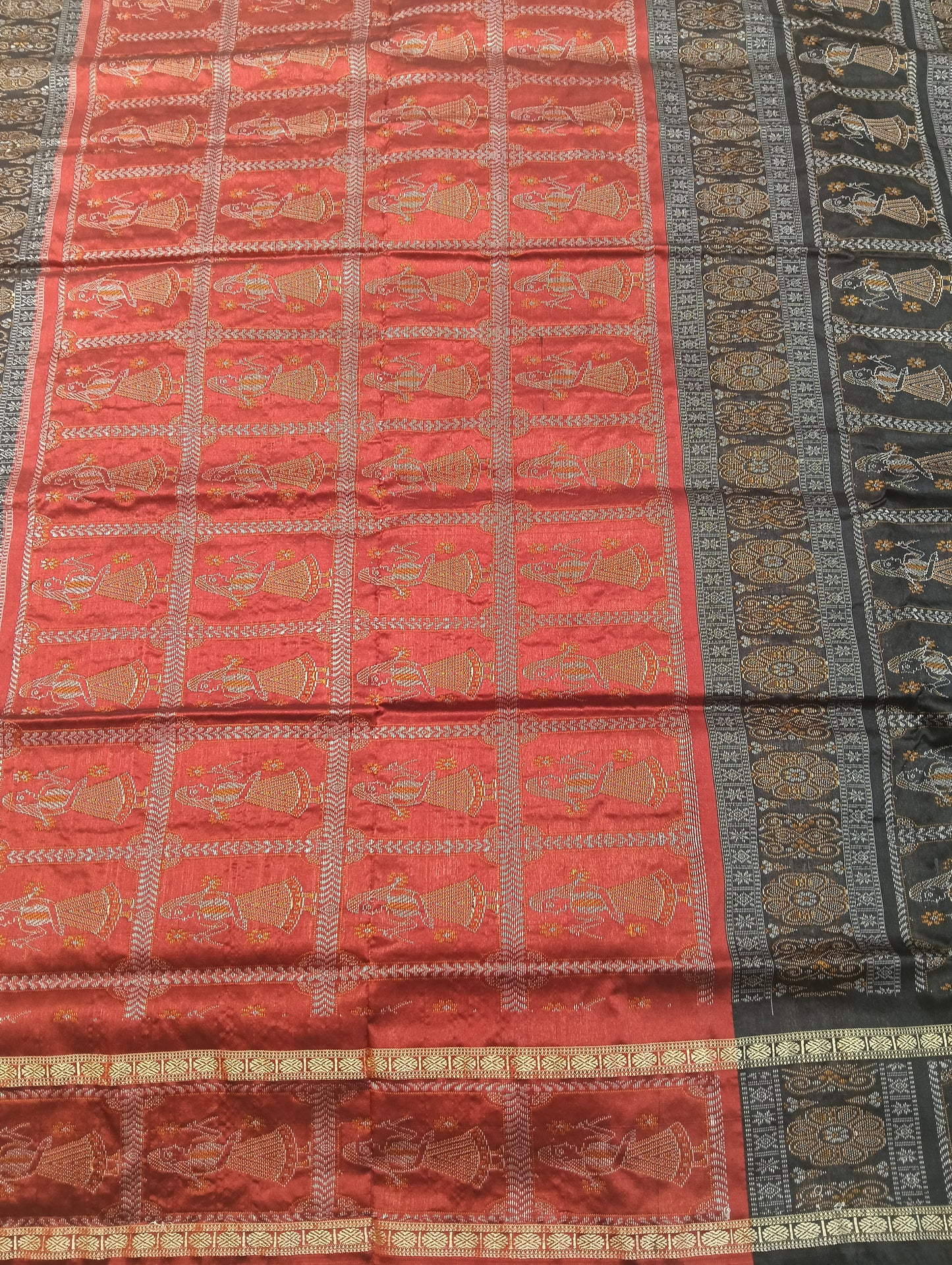 Merron black sambalpuri silk patta saree - Tilottama