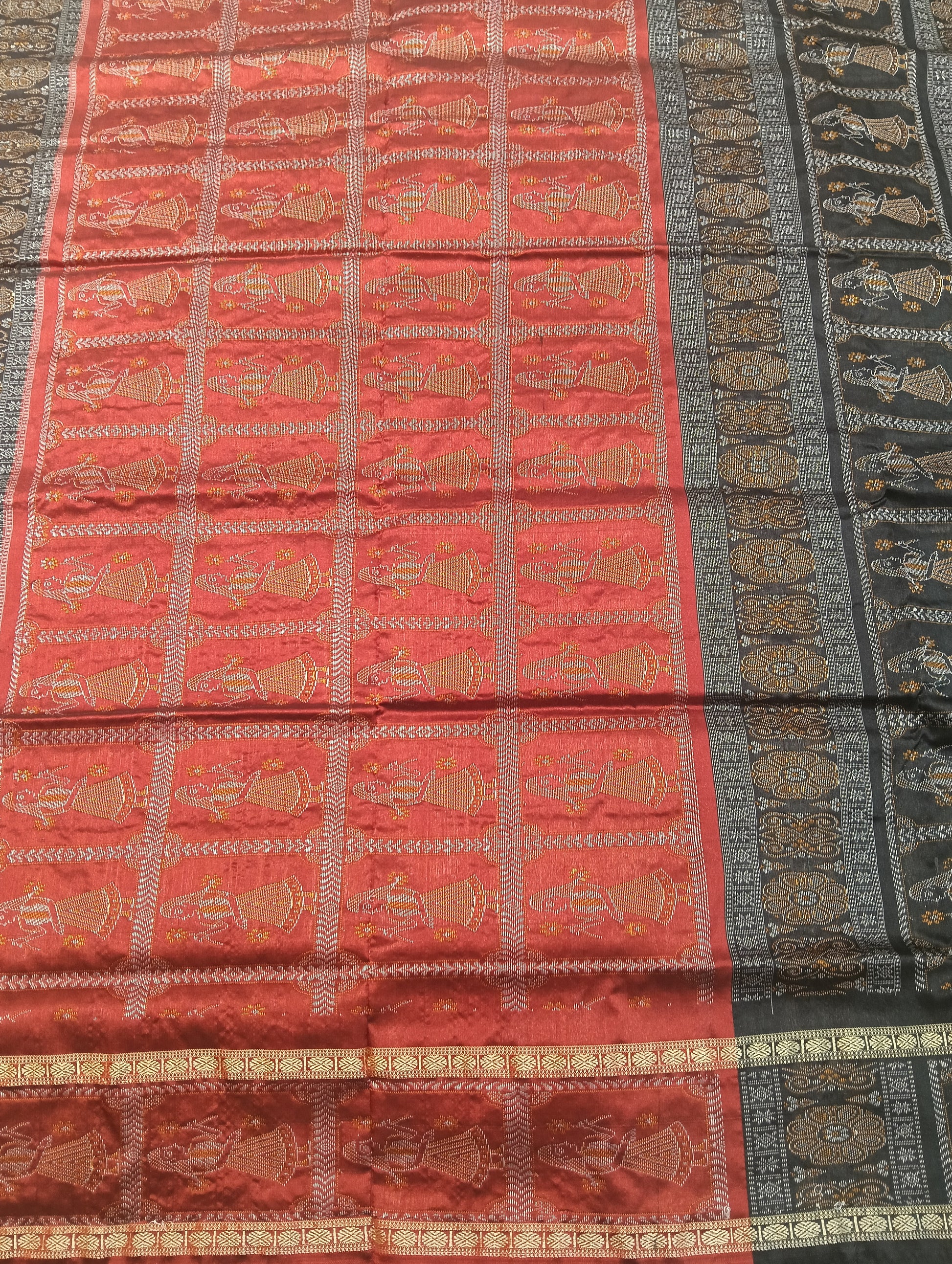 Merron black sambalpuri silk patta saree - Tilottama
