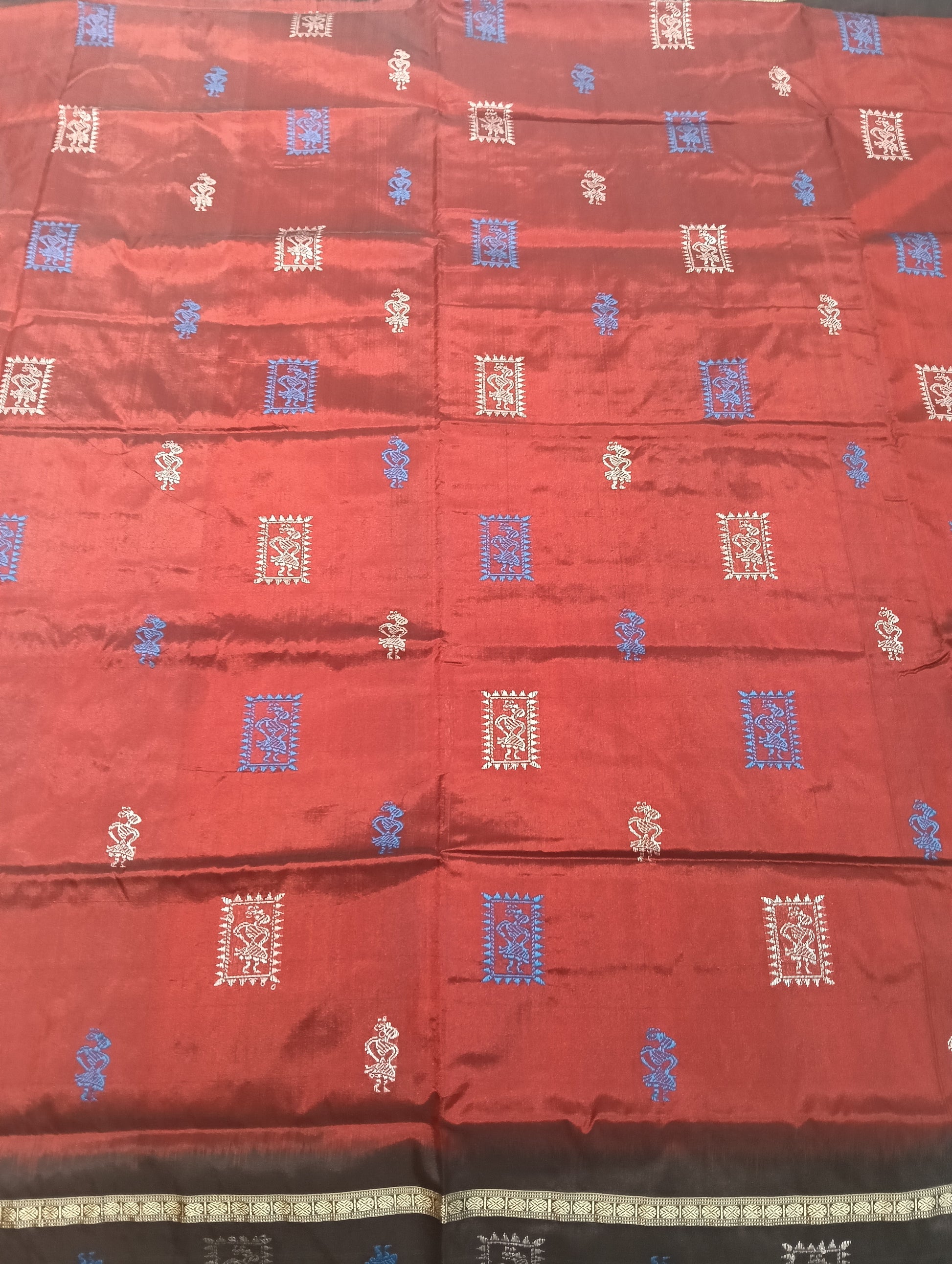 Merron black sambalpuri silk patta saree - Tilottama