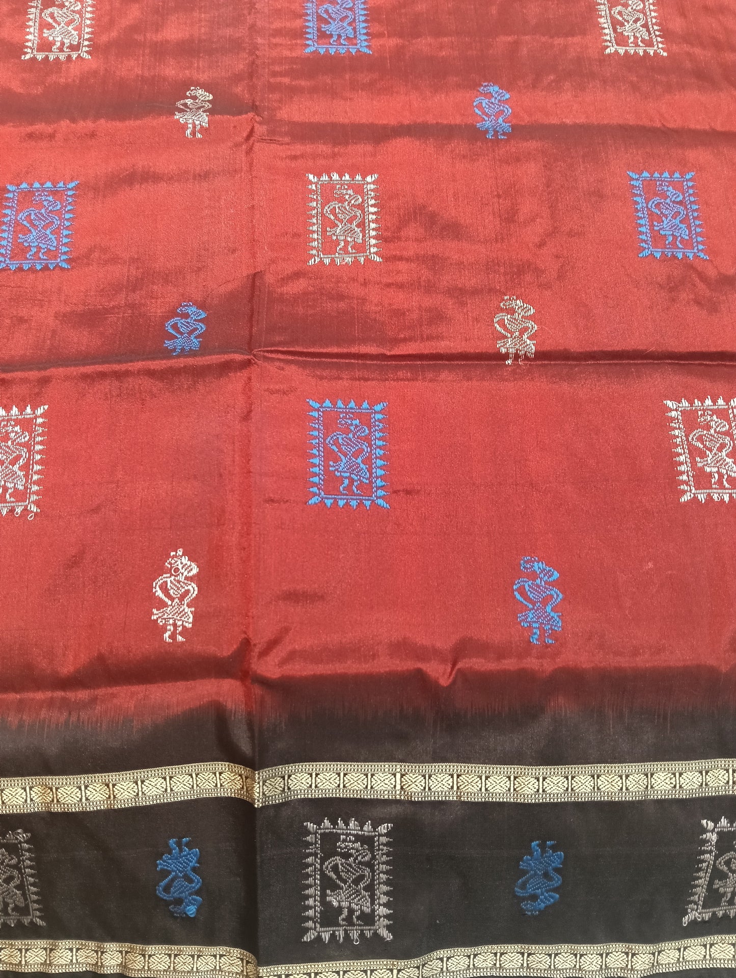 Merron black sambalpuri silk patta saree - Tilottama