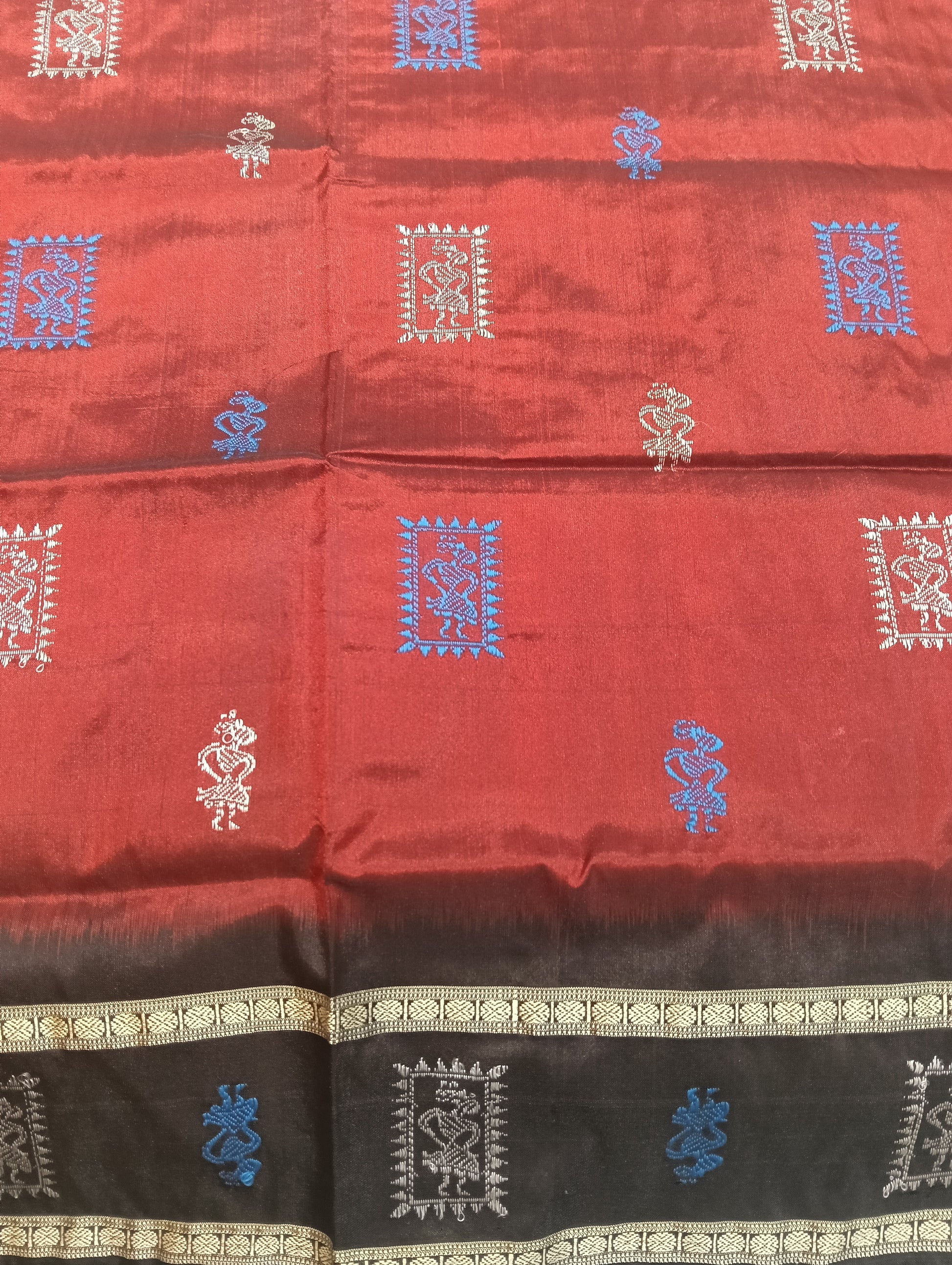 Merron black sambalpuri silk patta saree - Tilottama