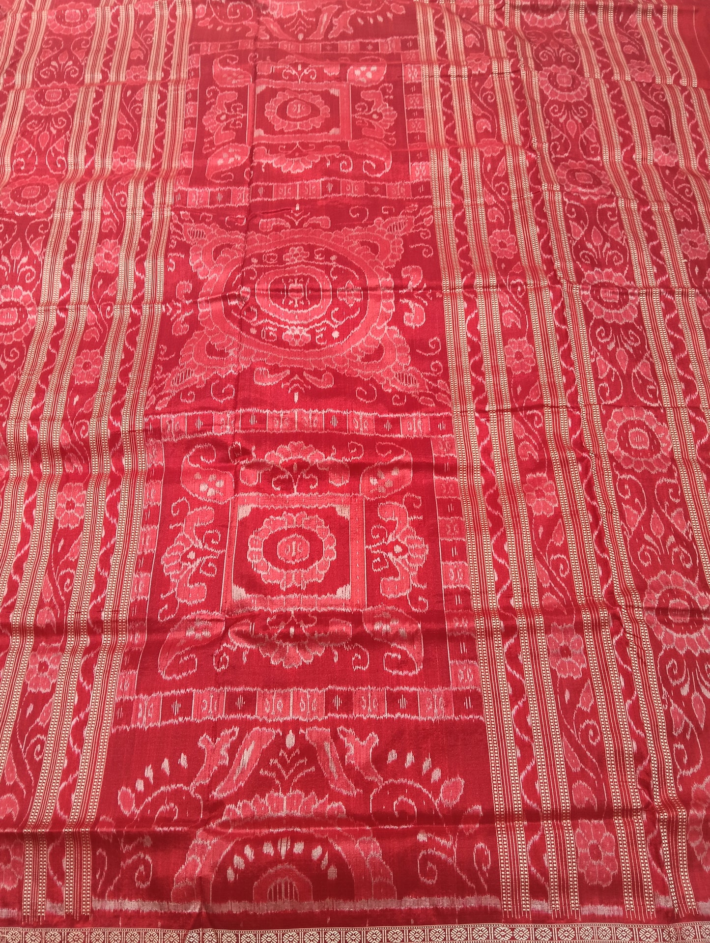 Black red white sapta sambalpuri silk patta saree - Tilottama